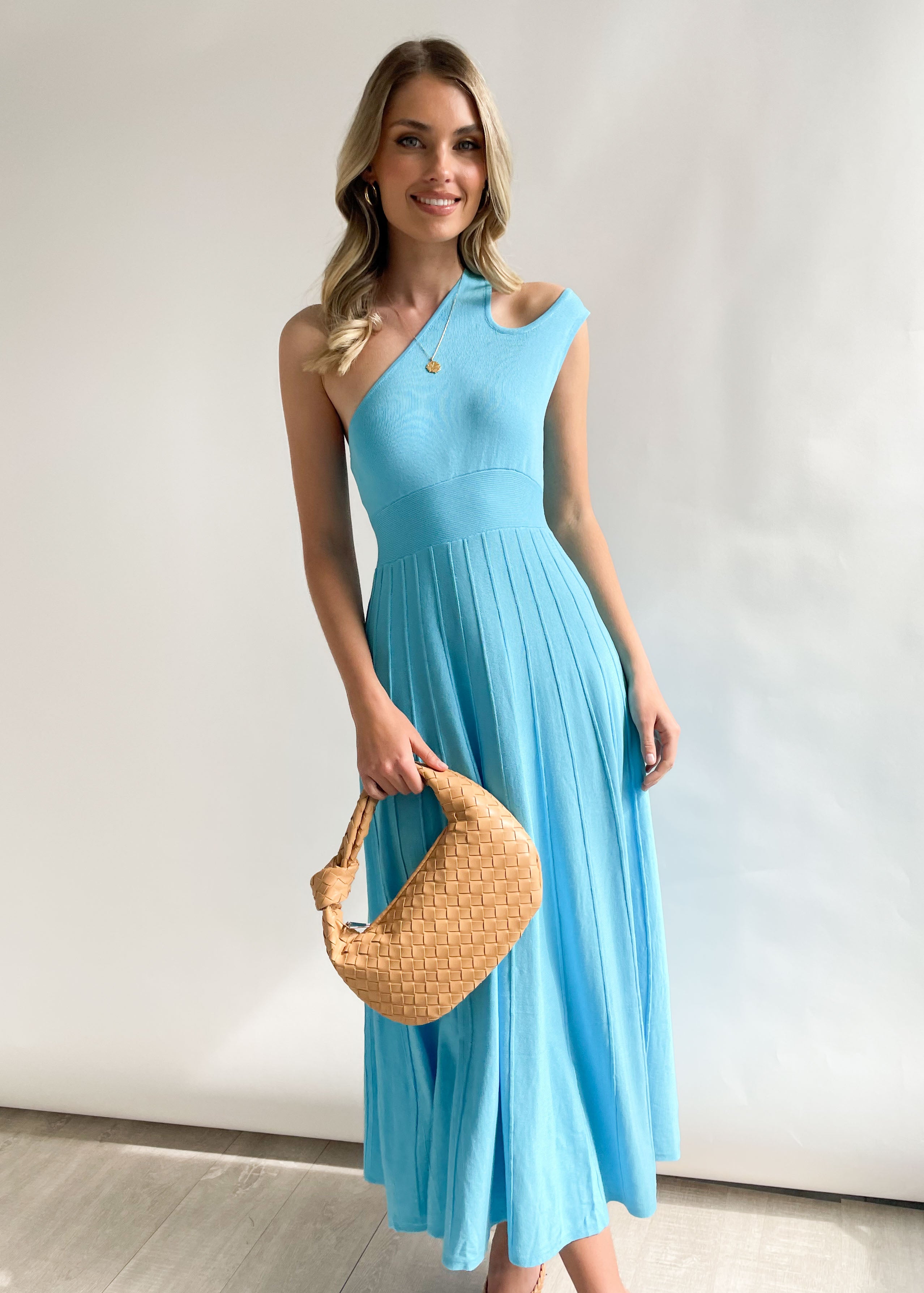 Gabrielle Knit Midi Dress - Blue