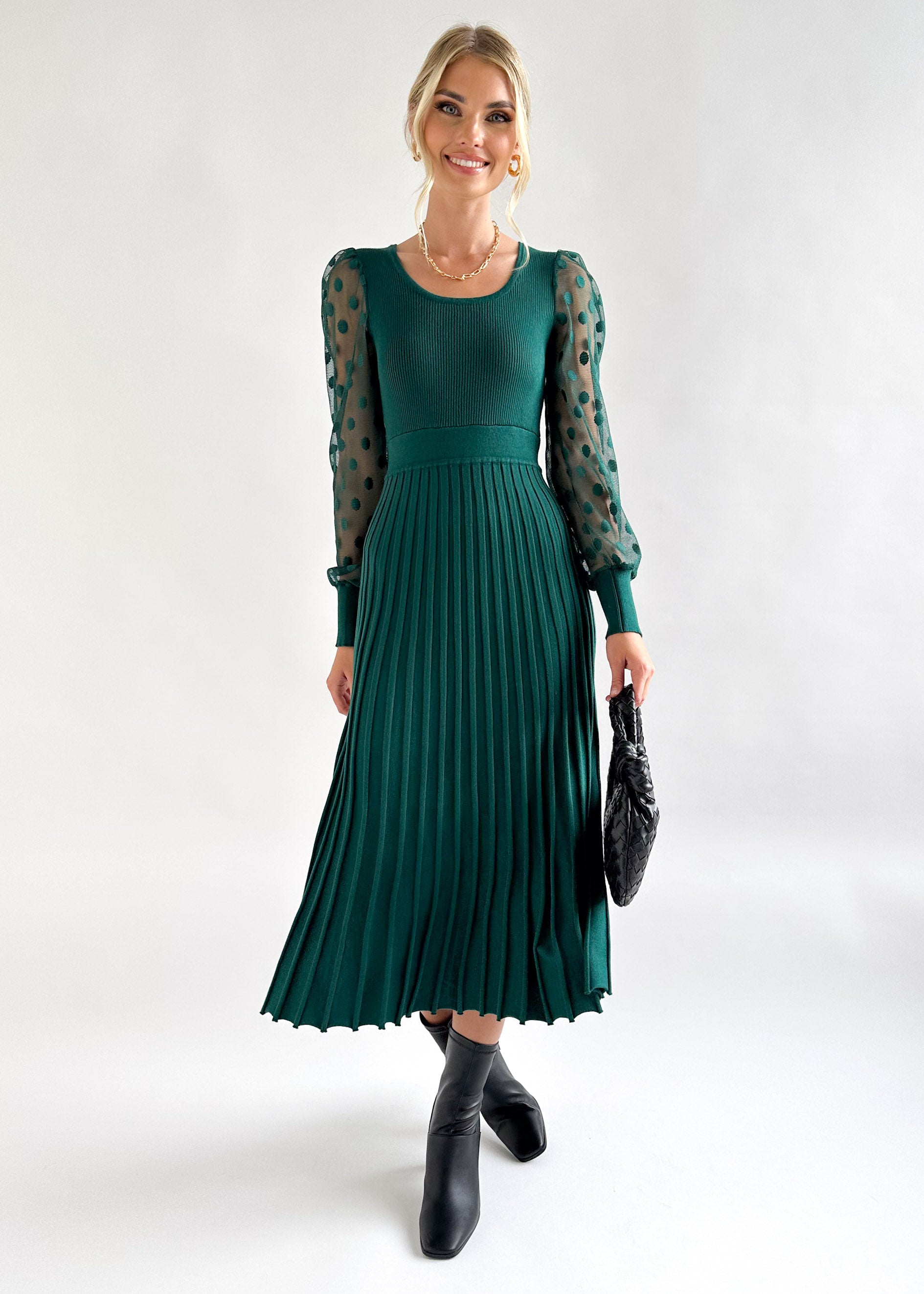 Lunna Knit Midi Dress - Emerald