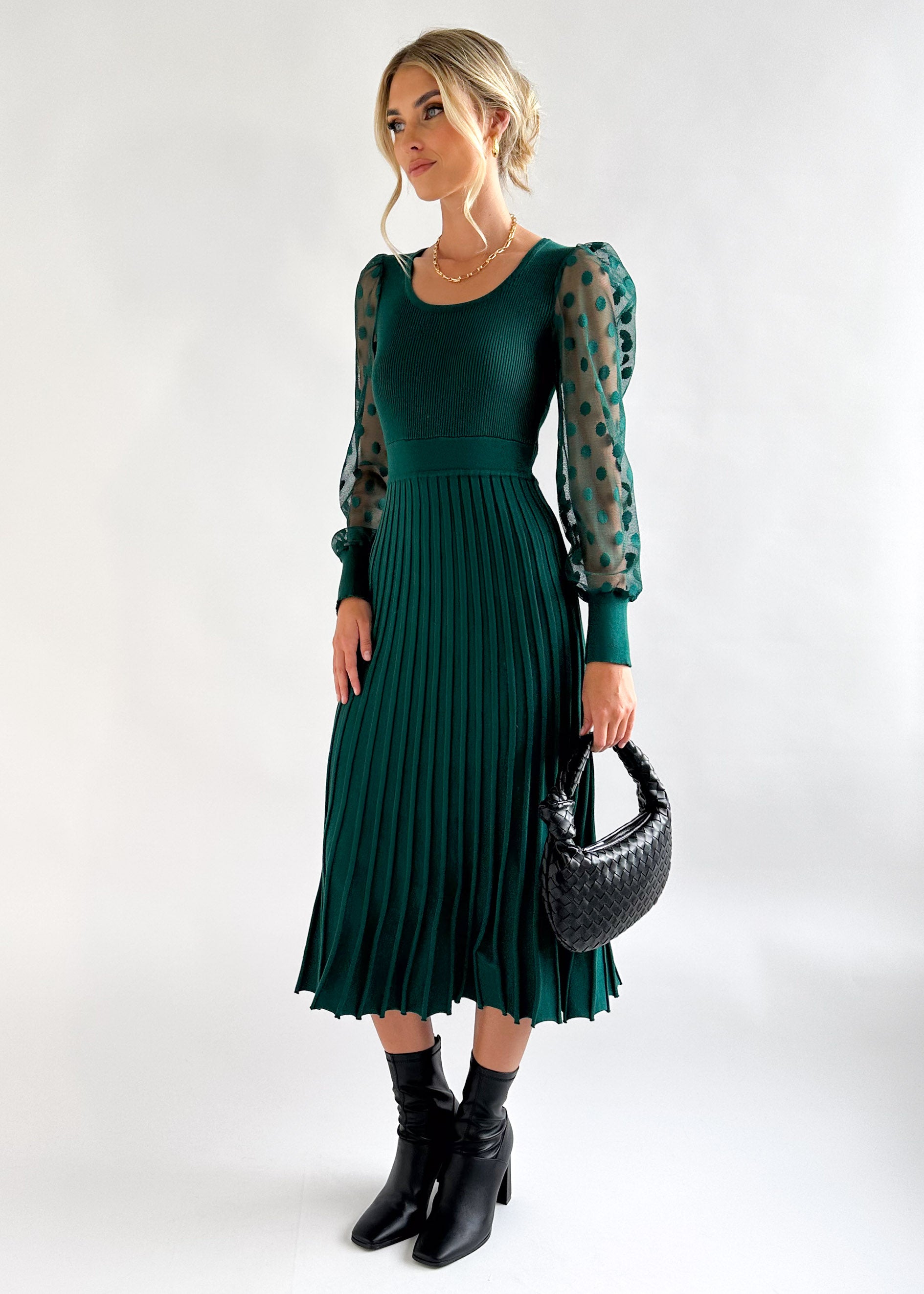 Lunna Knit Midi Dress - Emerald