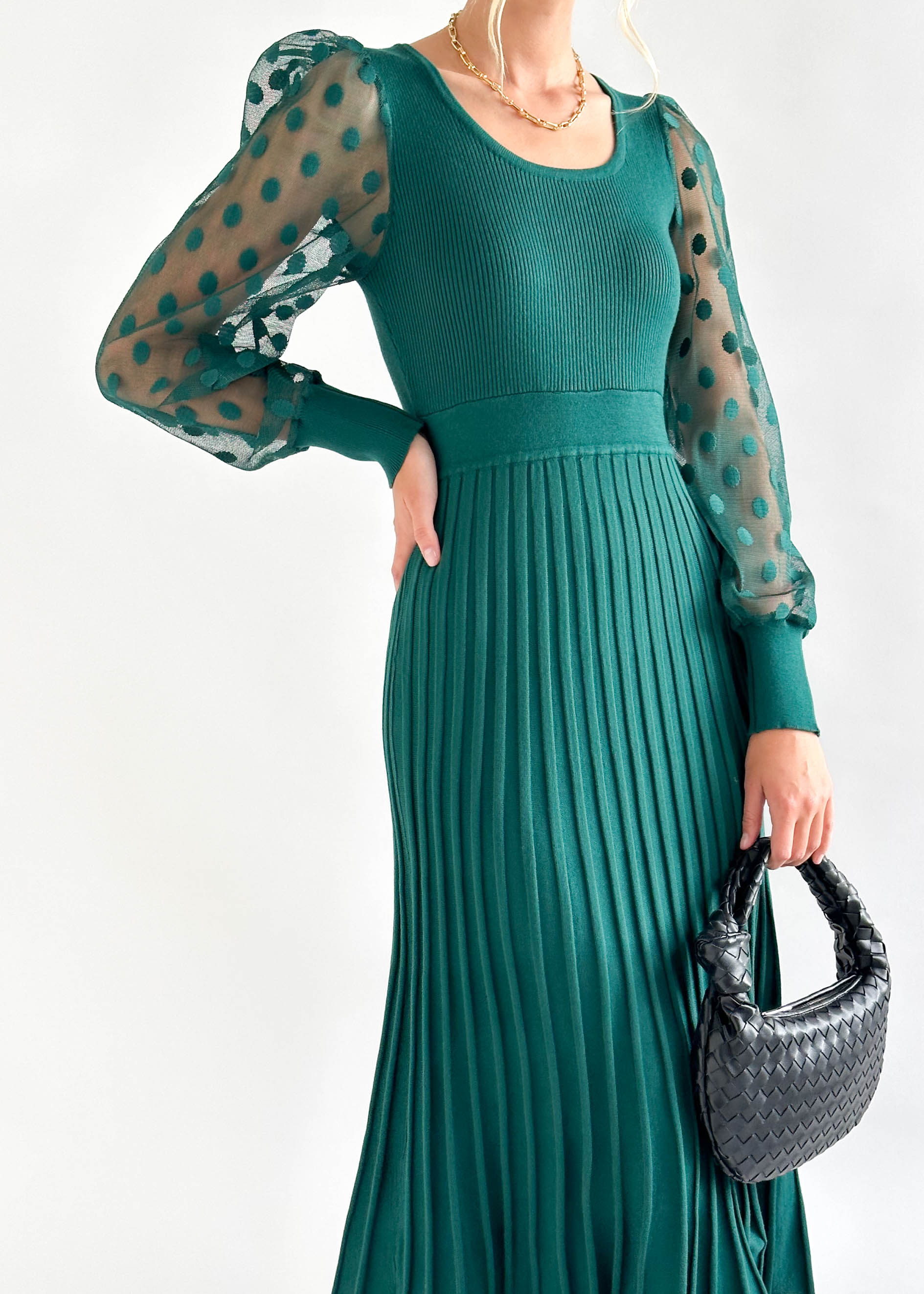 Lunna Knit Midi Dress - Emerald