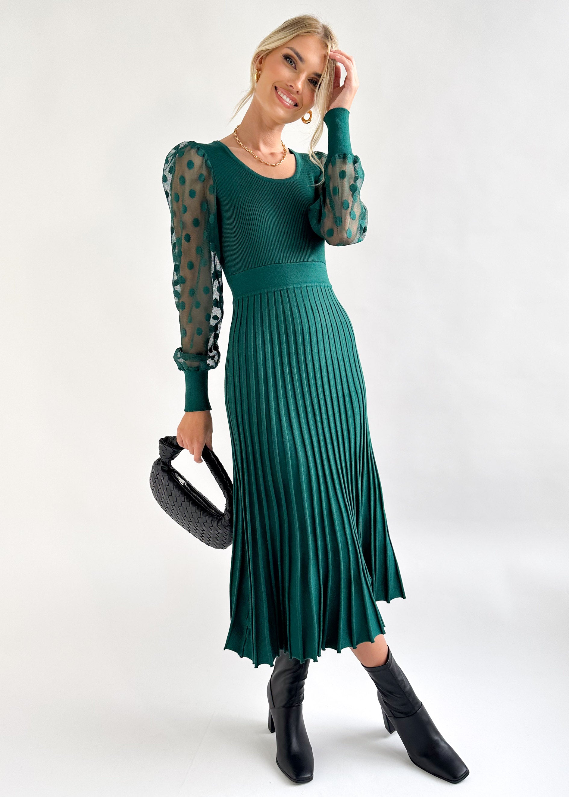 Lunna Knit Midi Dress - Emerald