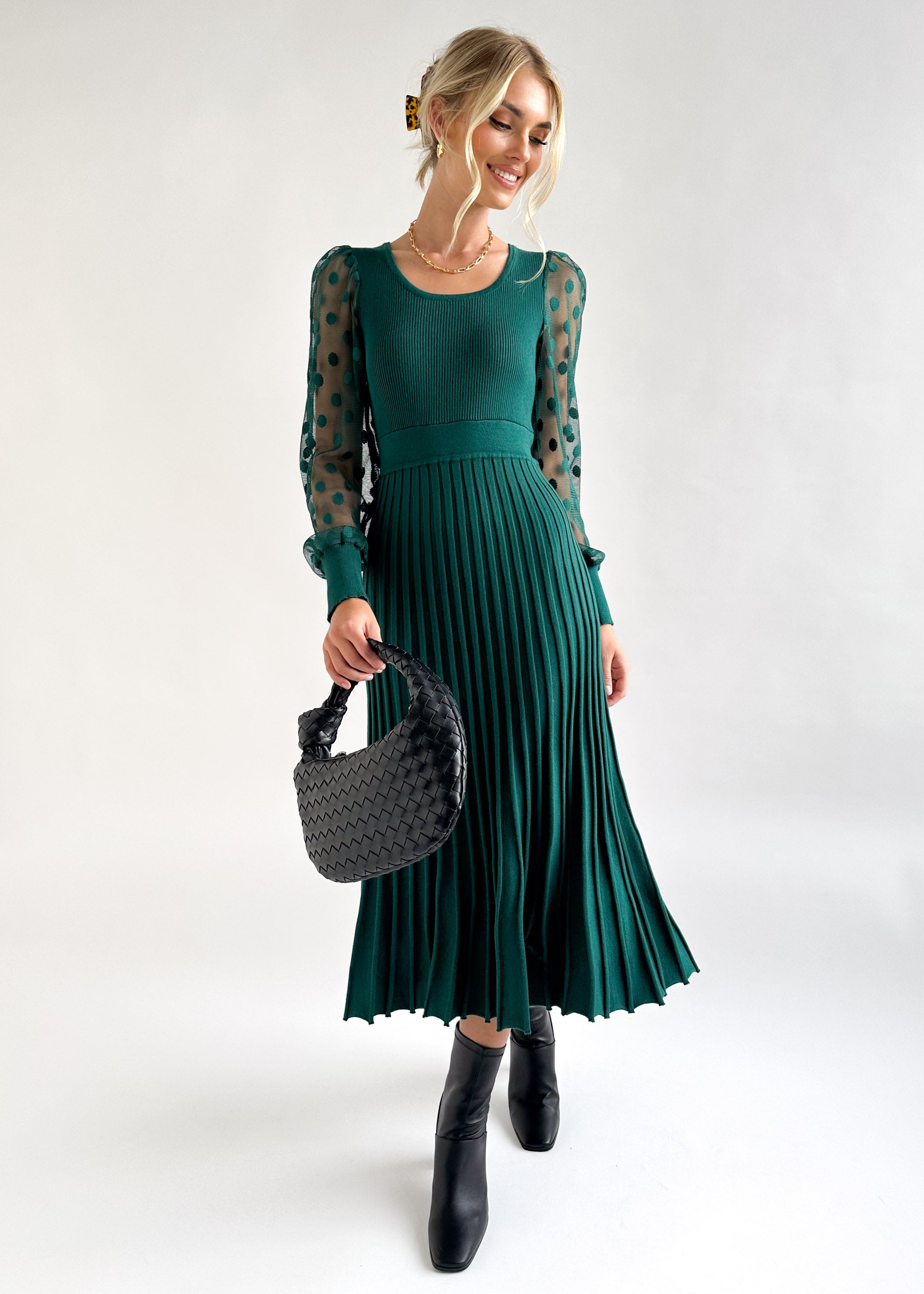 Lunna Knit Midi Dress - Emerald