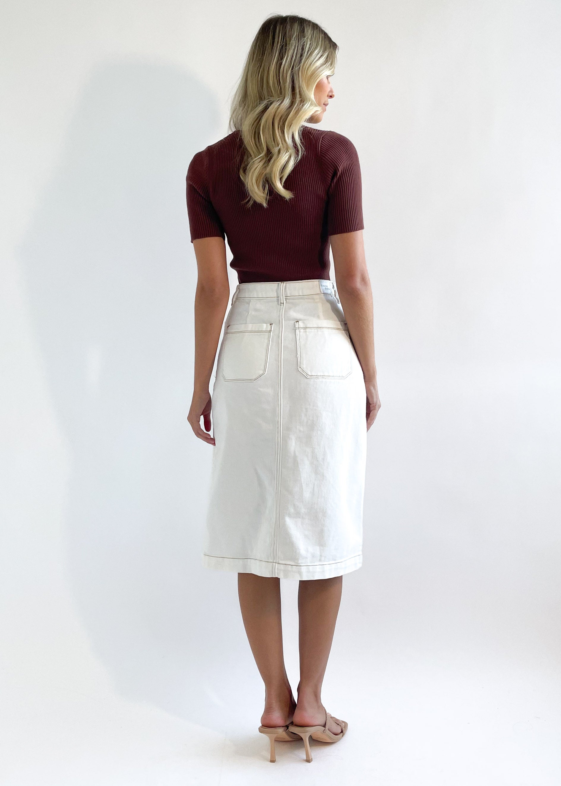 Karina Denim Midi Skirt - Off White