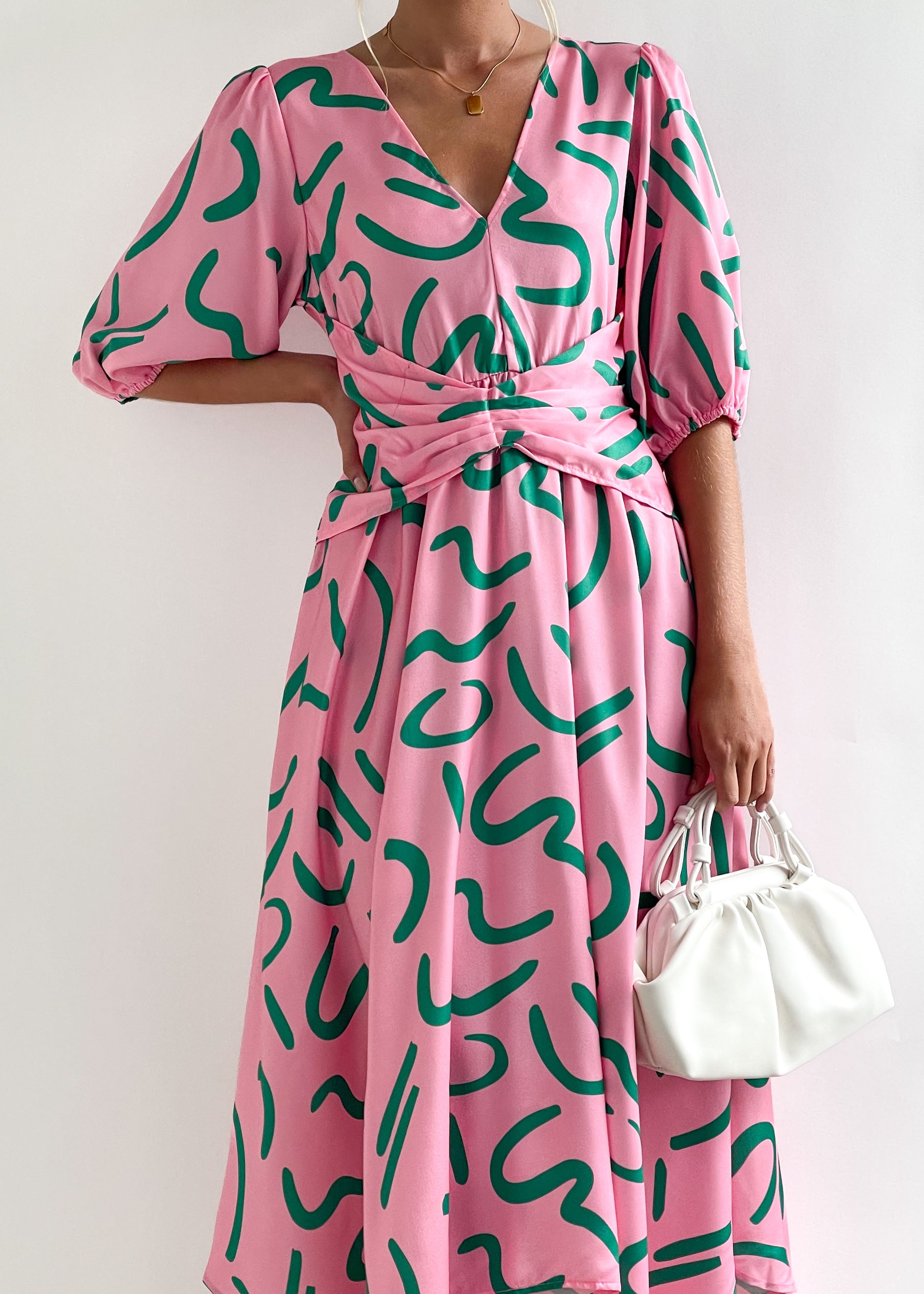 Clarisse Midi Dress - Pink Splash