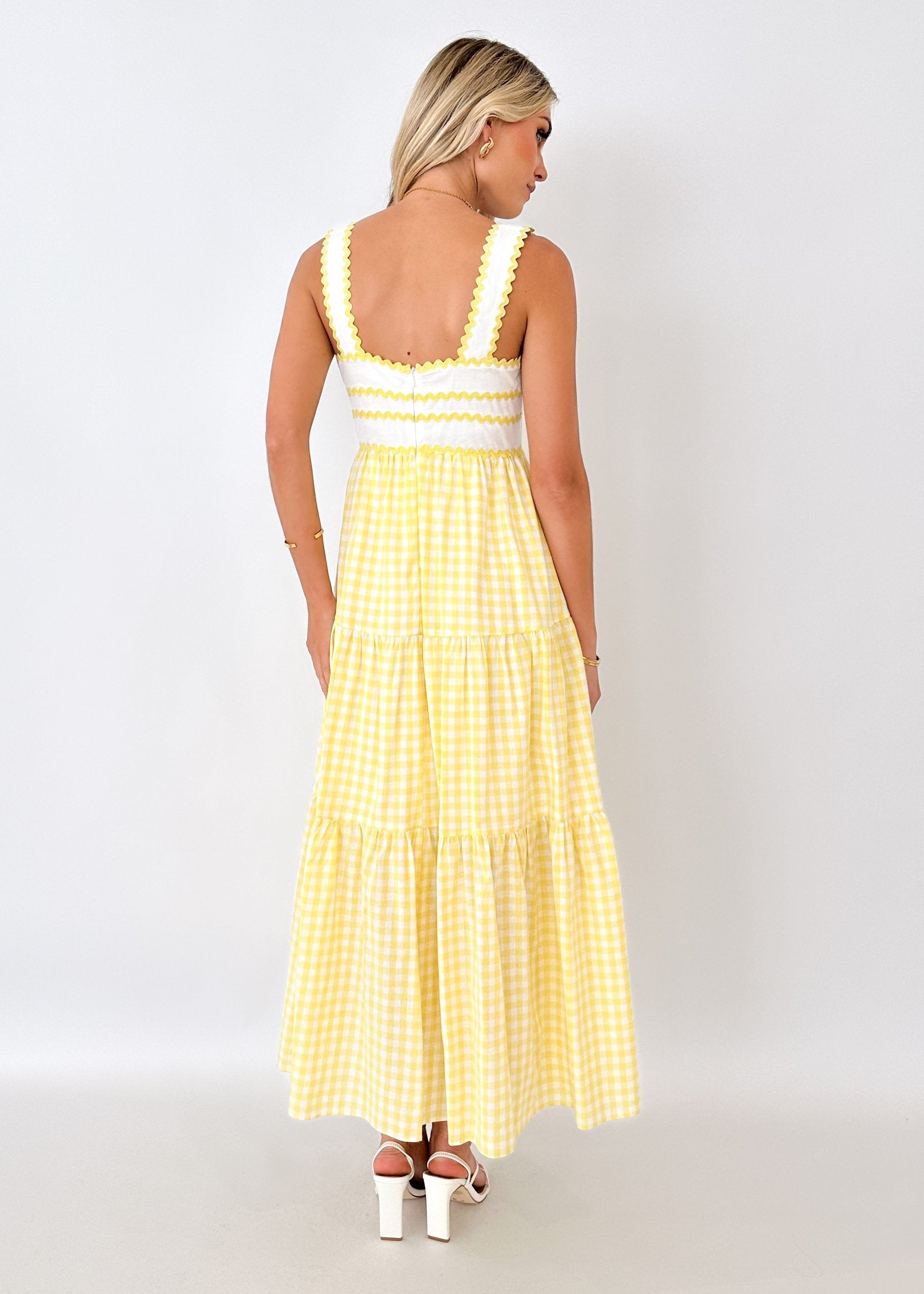 Lianner Maxi Dress - Lemon Check