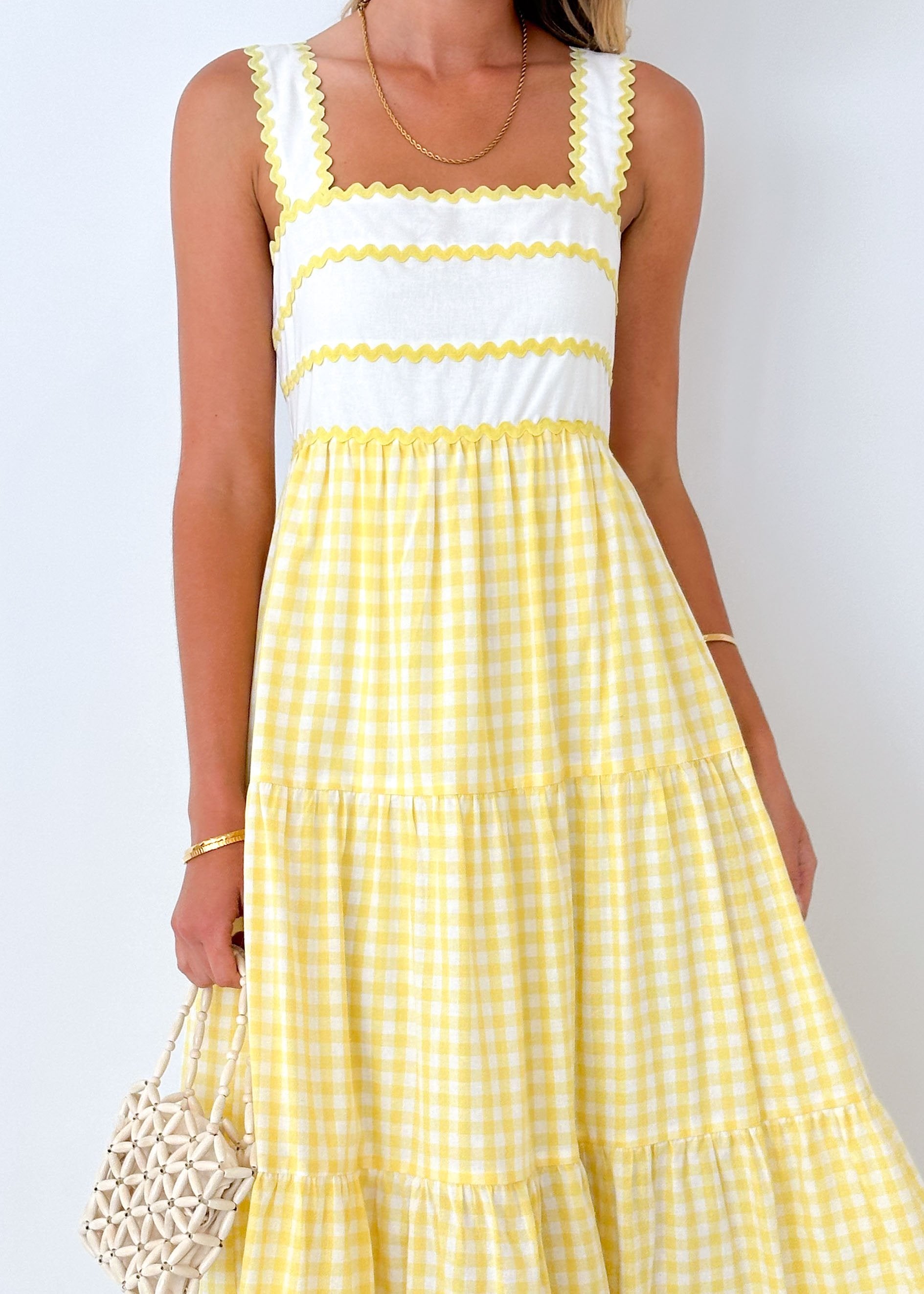 Lianner Maxi Dress - Lemon Check