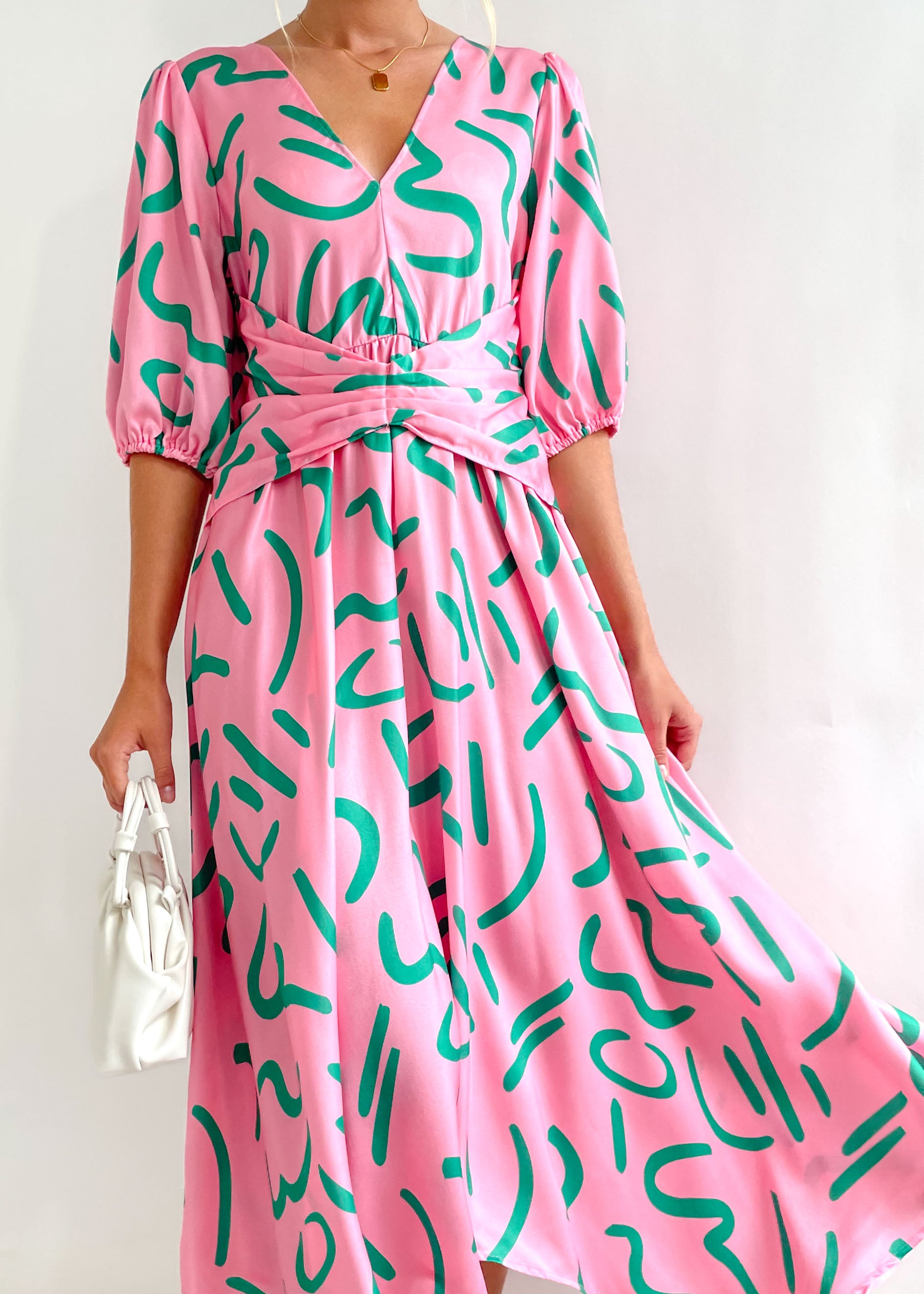 Clarisse Midi Dress - Pink Splash