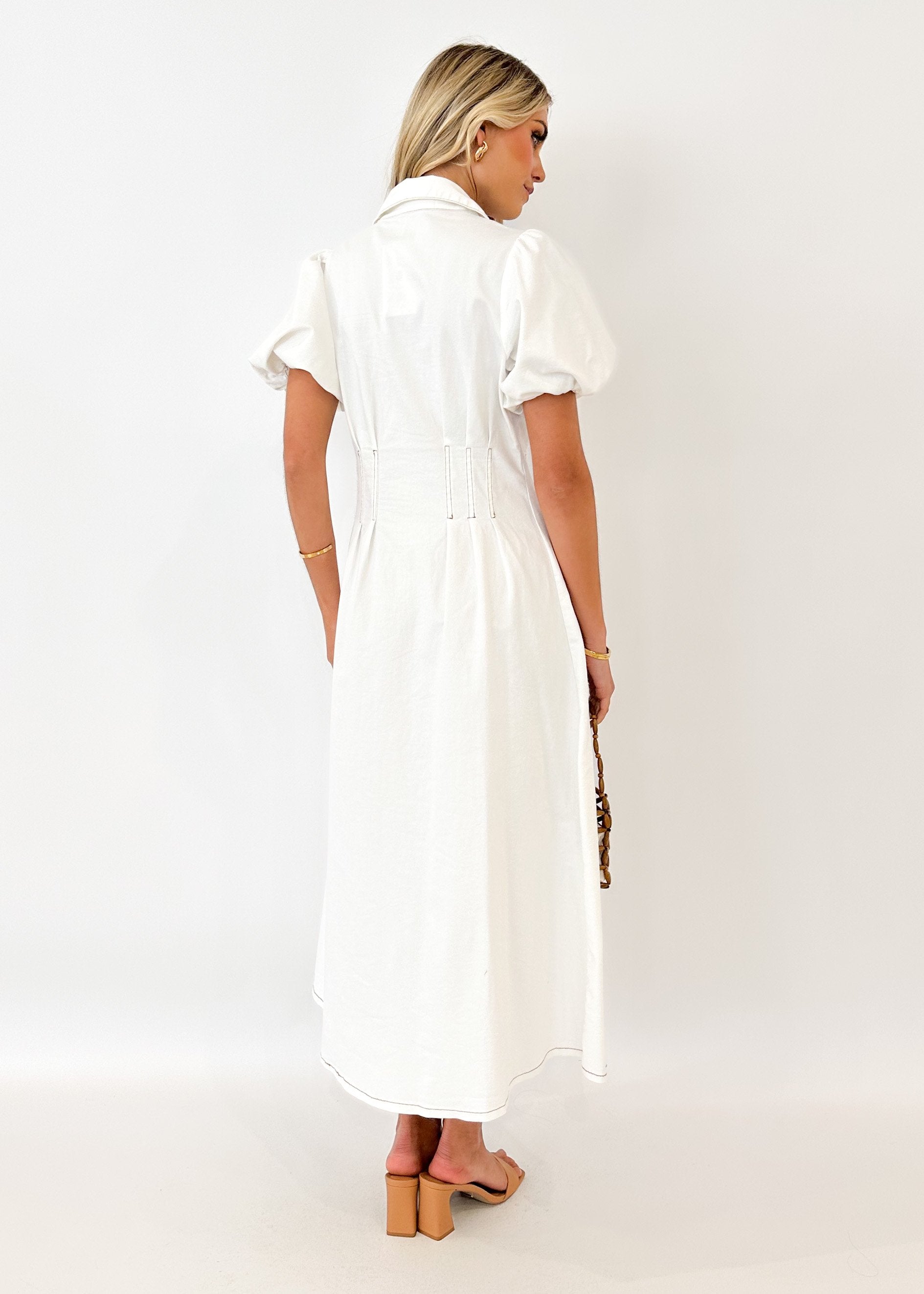 Nekkie Stretch Denim Midi Dress - Off White