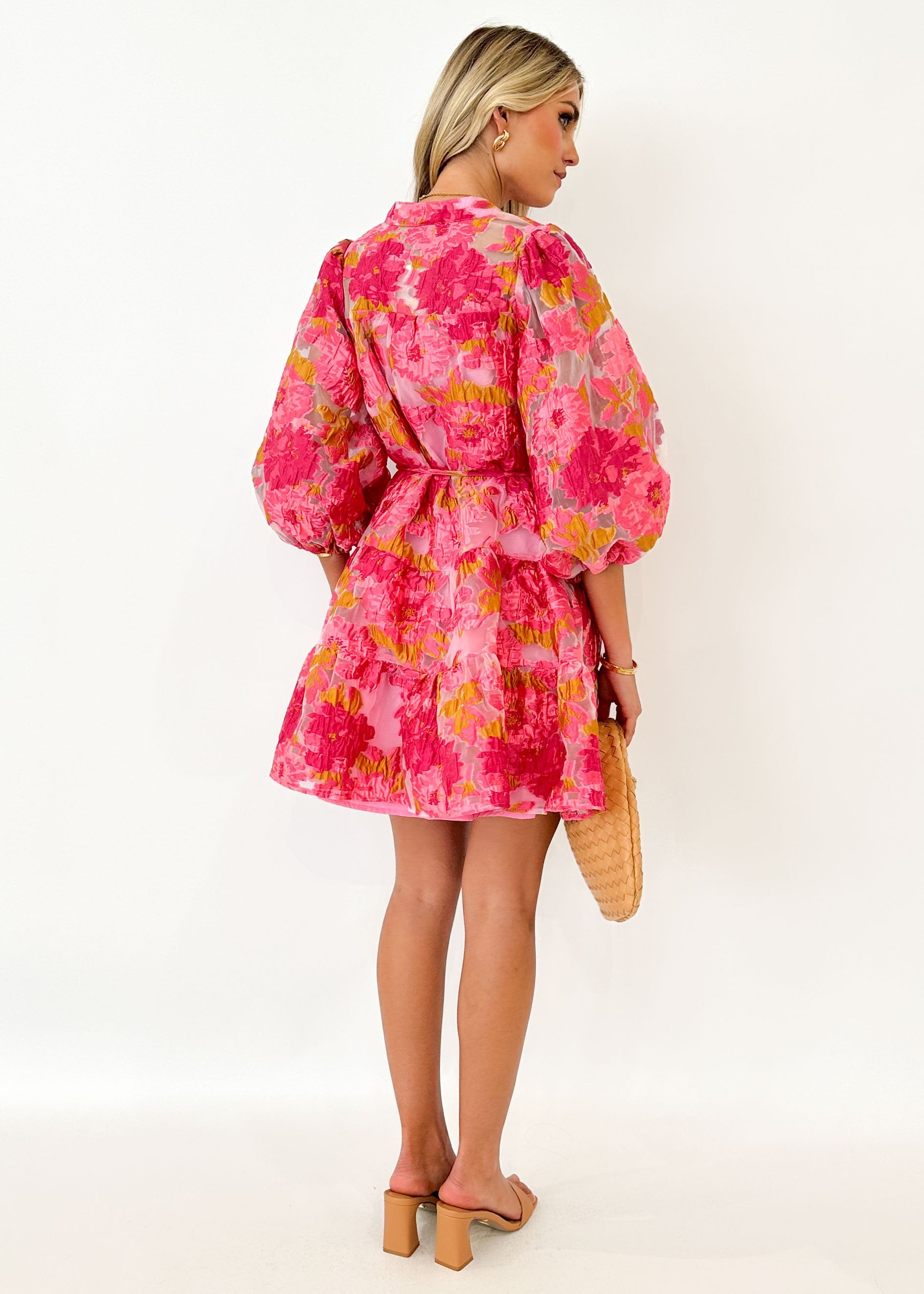 Flynnsta Dress - Pink Jacquard
