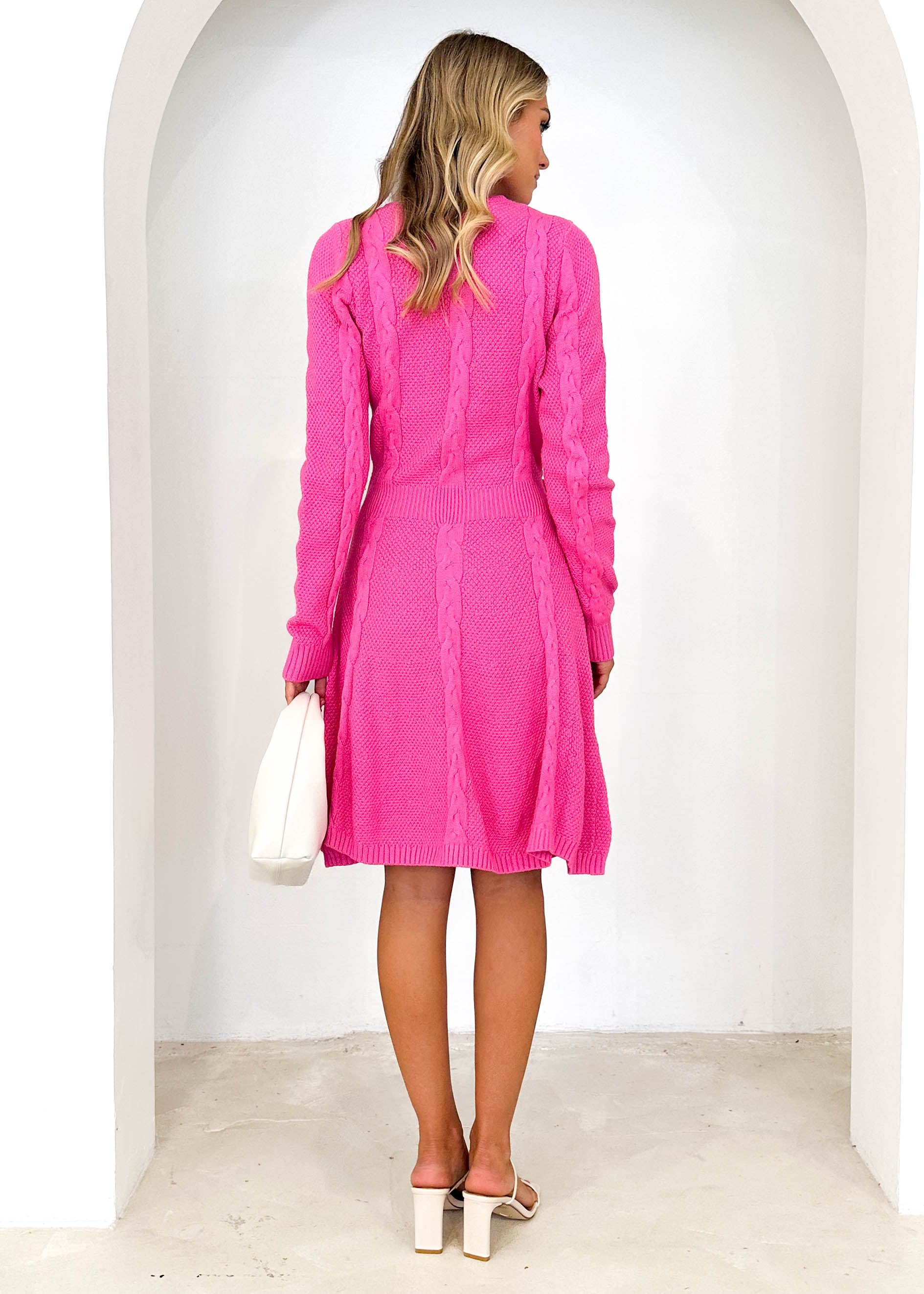 Gabriellah Tie Knit Dress - Pink