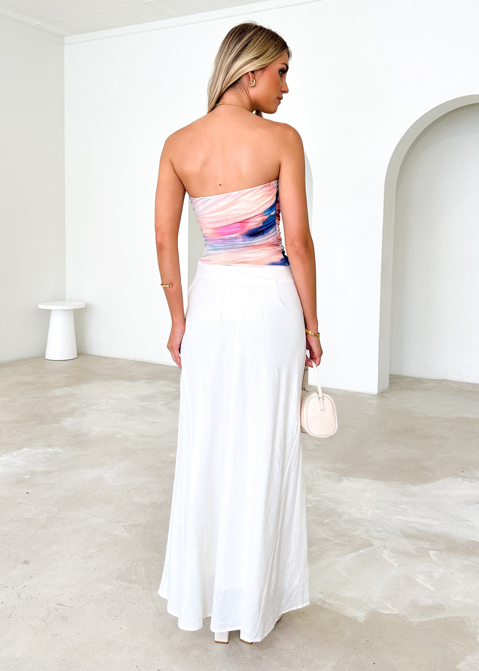 Rynlee Strapless Top  - Peach Watercolour