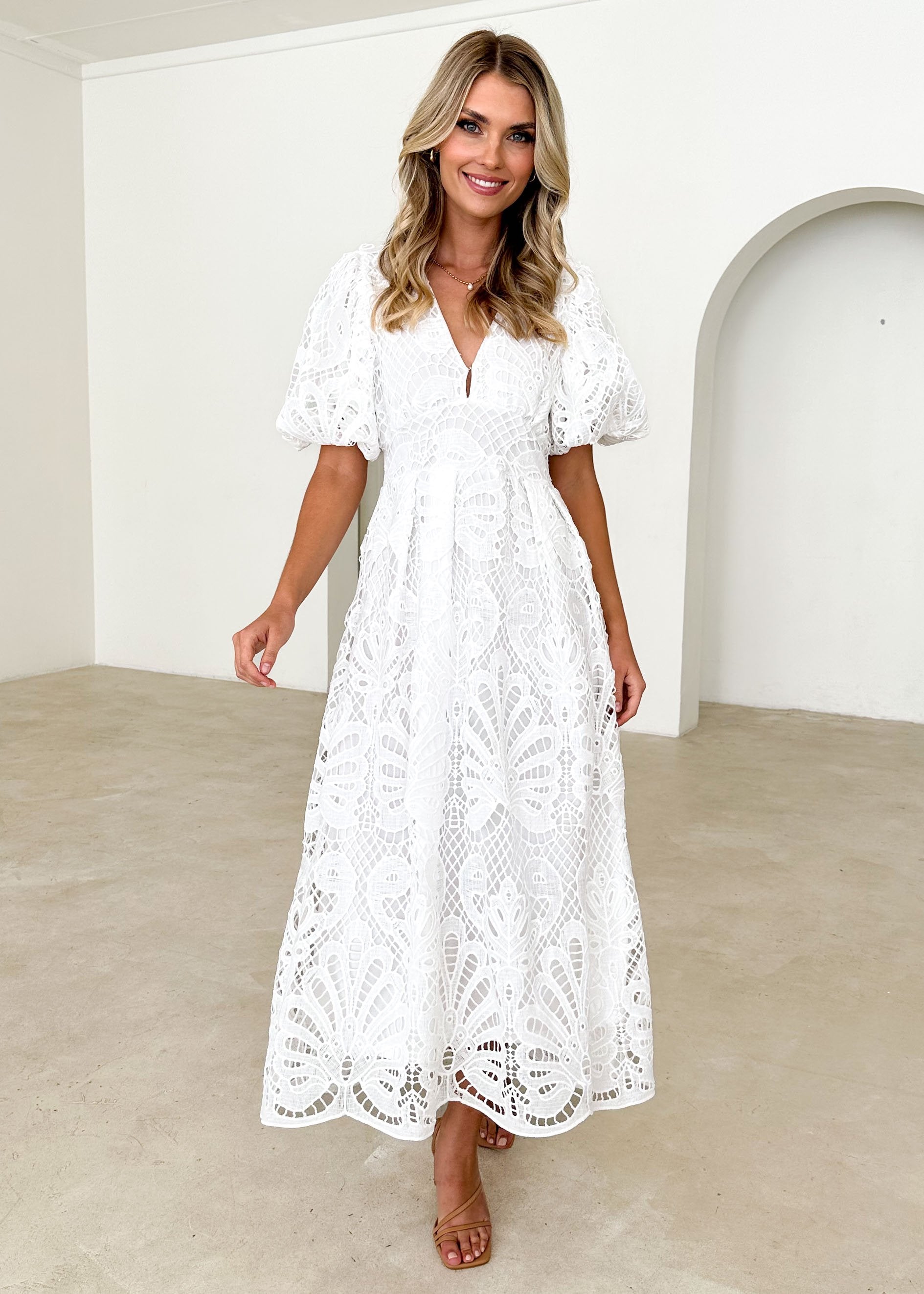 Mari Lace Maxi Dress - Off White