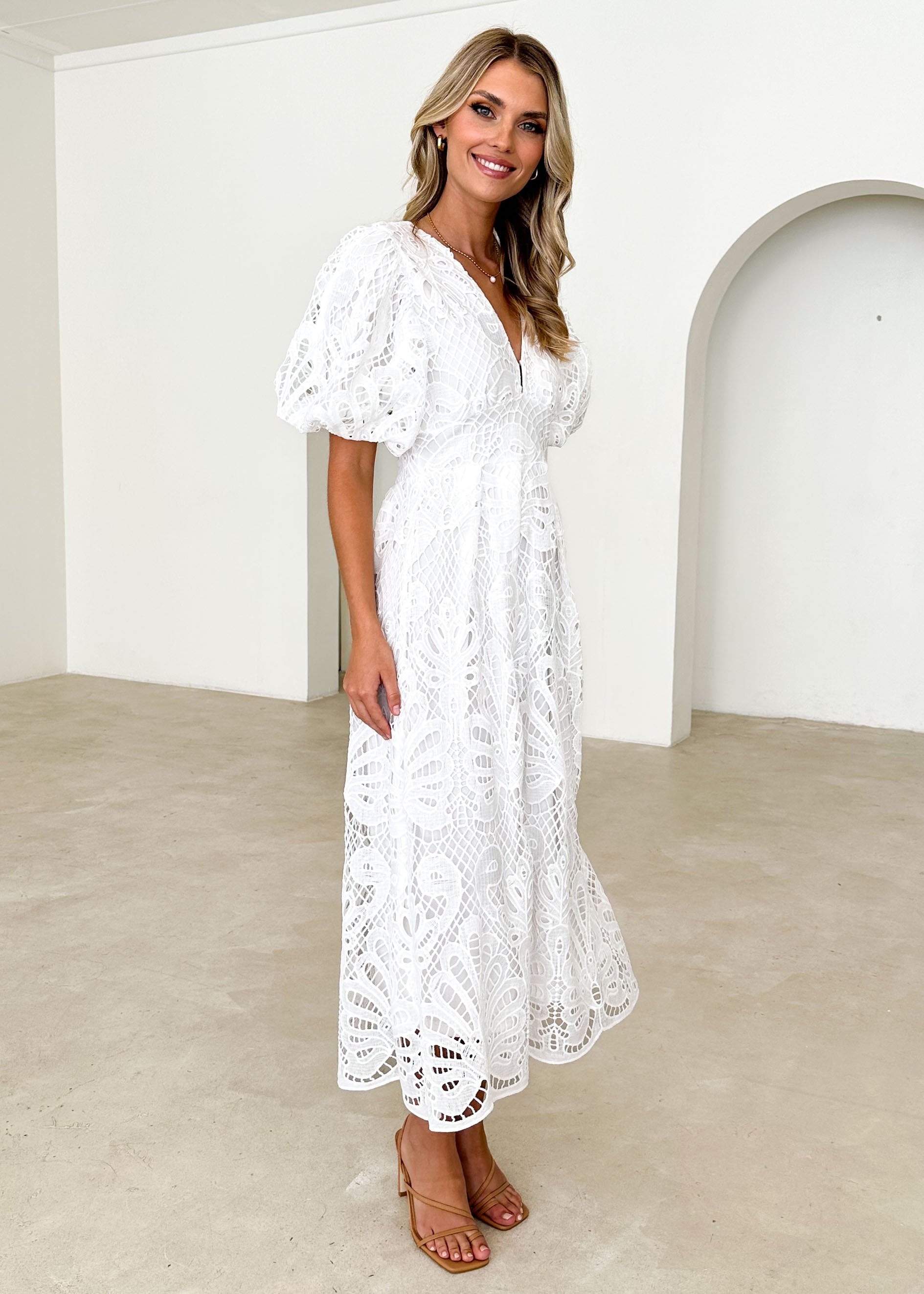 Mari Lace Maxi Dress - Off White