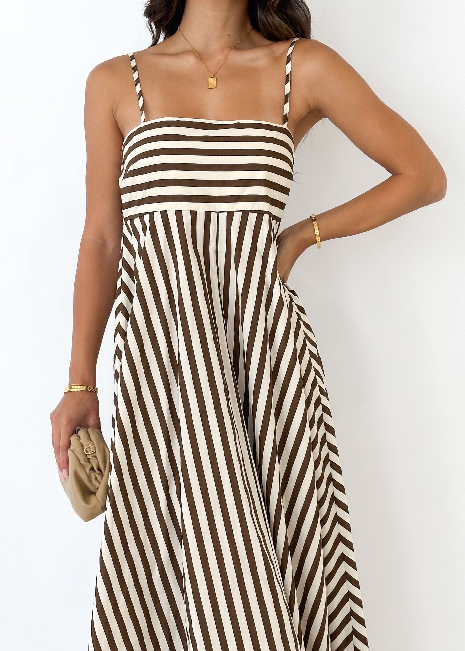 Elide Maxi Dress - Chocolate Stripe