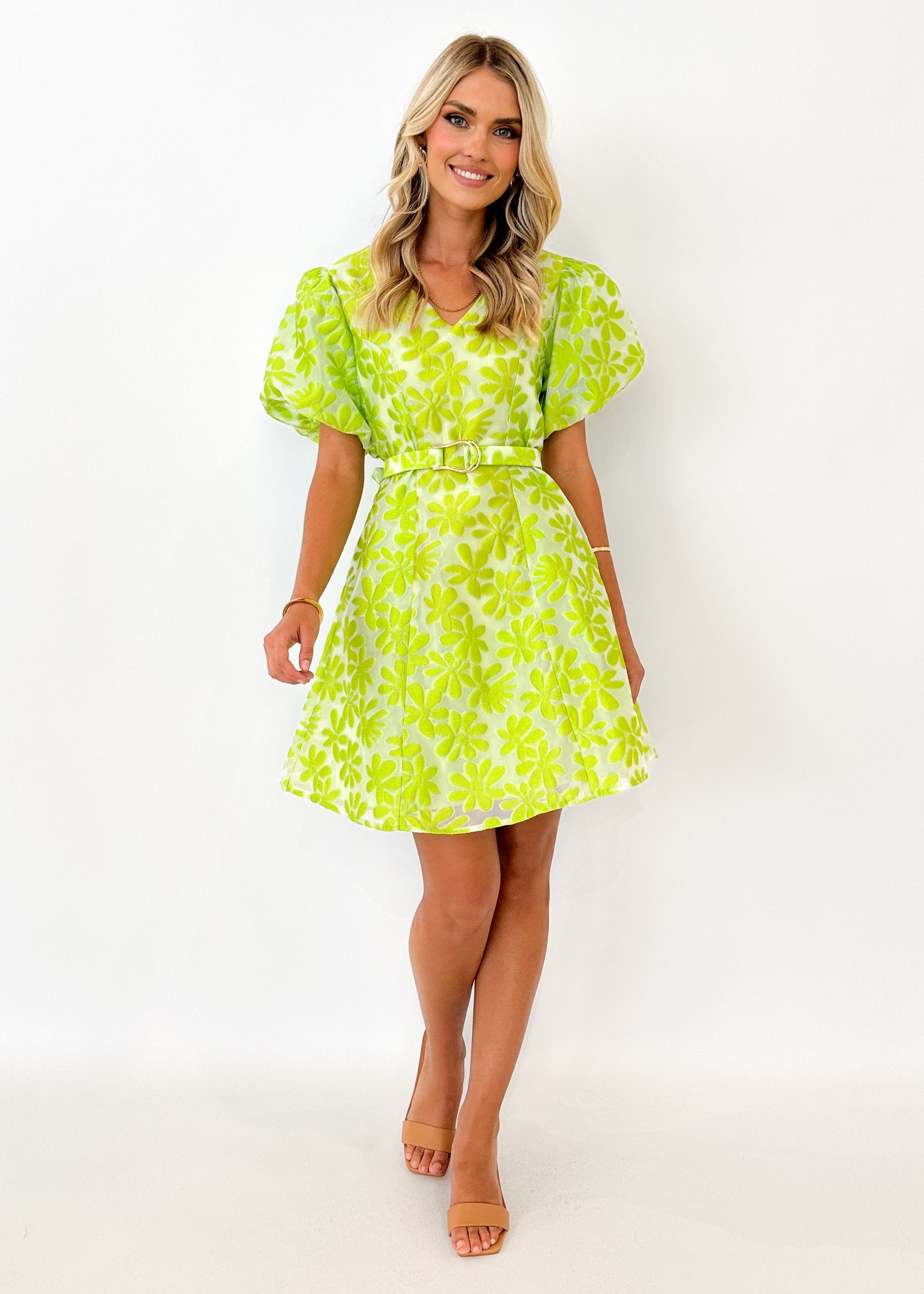 Jaylim Dress - Lime Flowers
