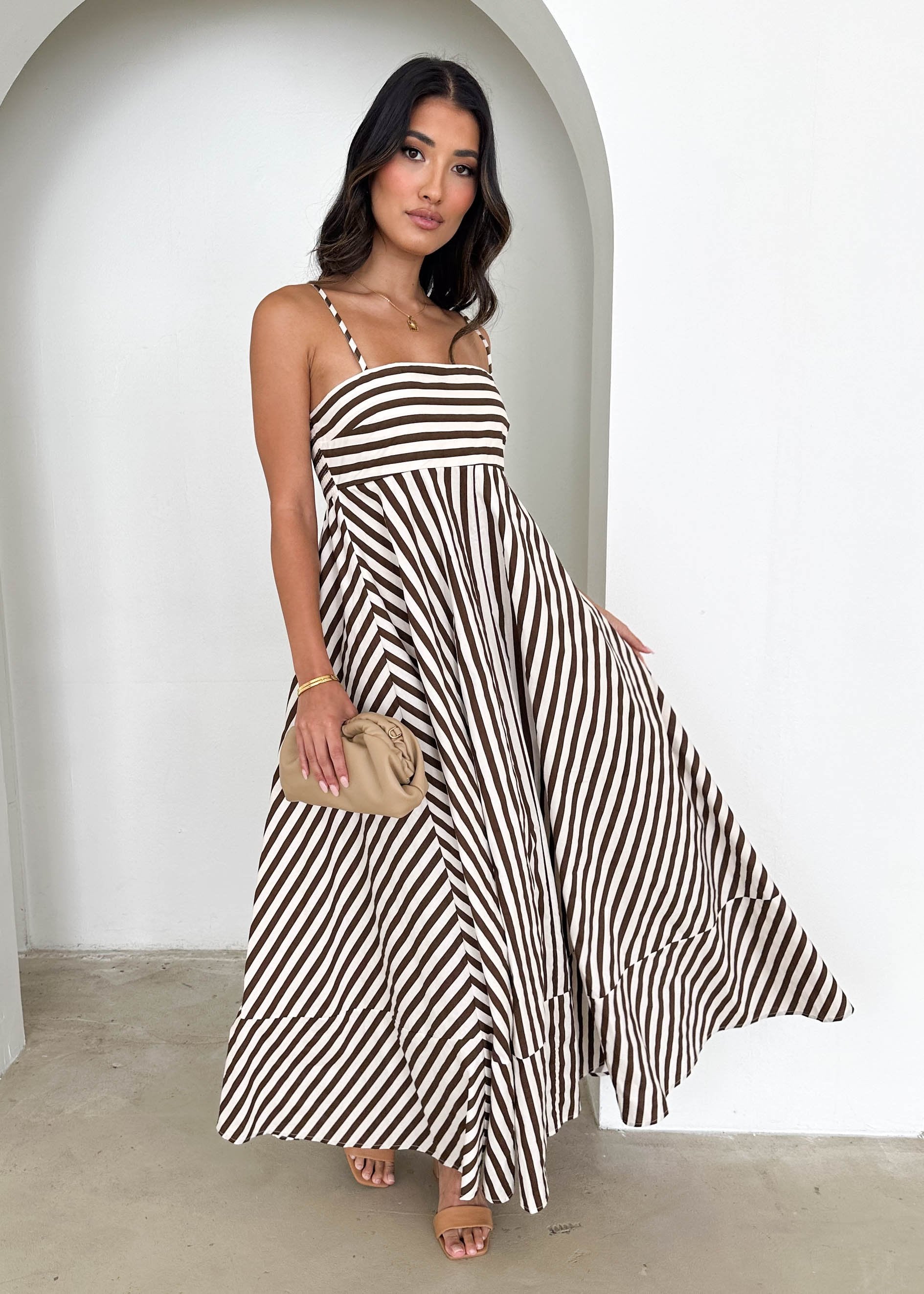 Elide Maxi Dress - Chocolate Stripe