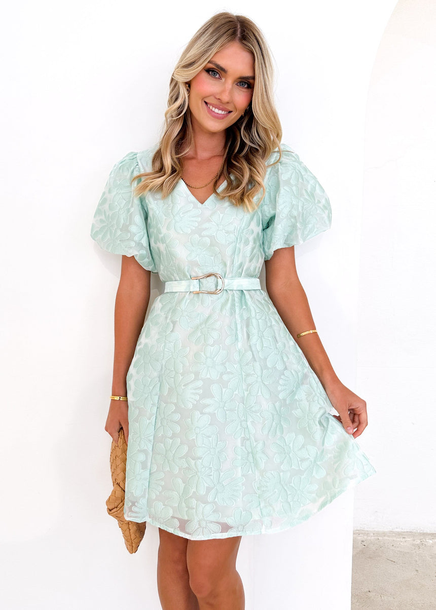 Jaylim Dress Mint Flowers