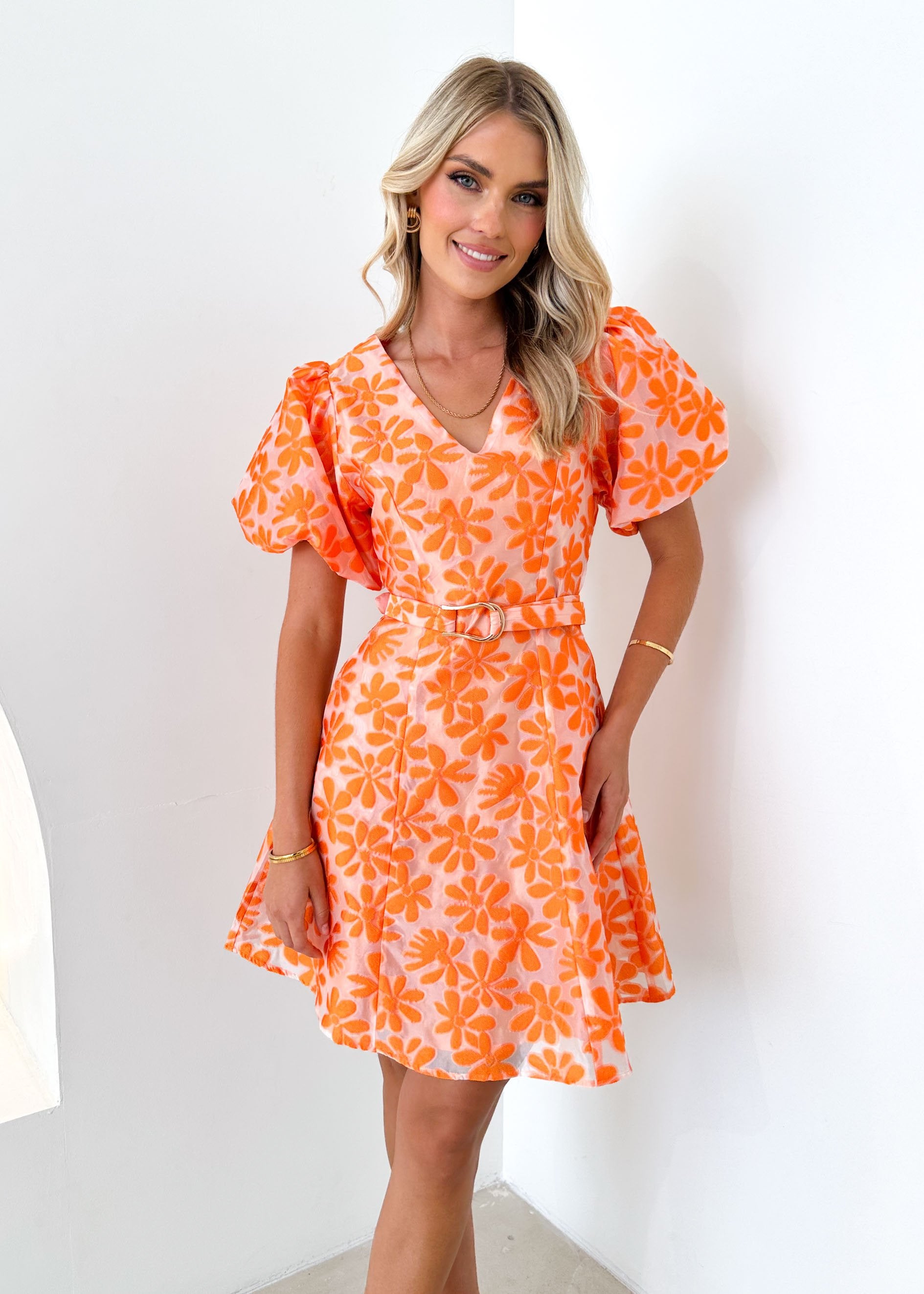 Jaylim Dress - Orange Flowers