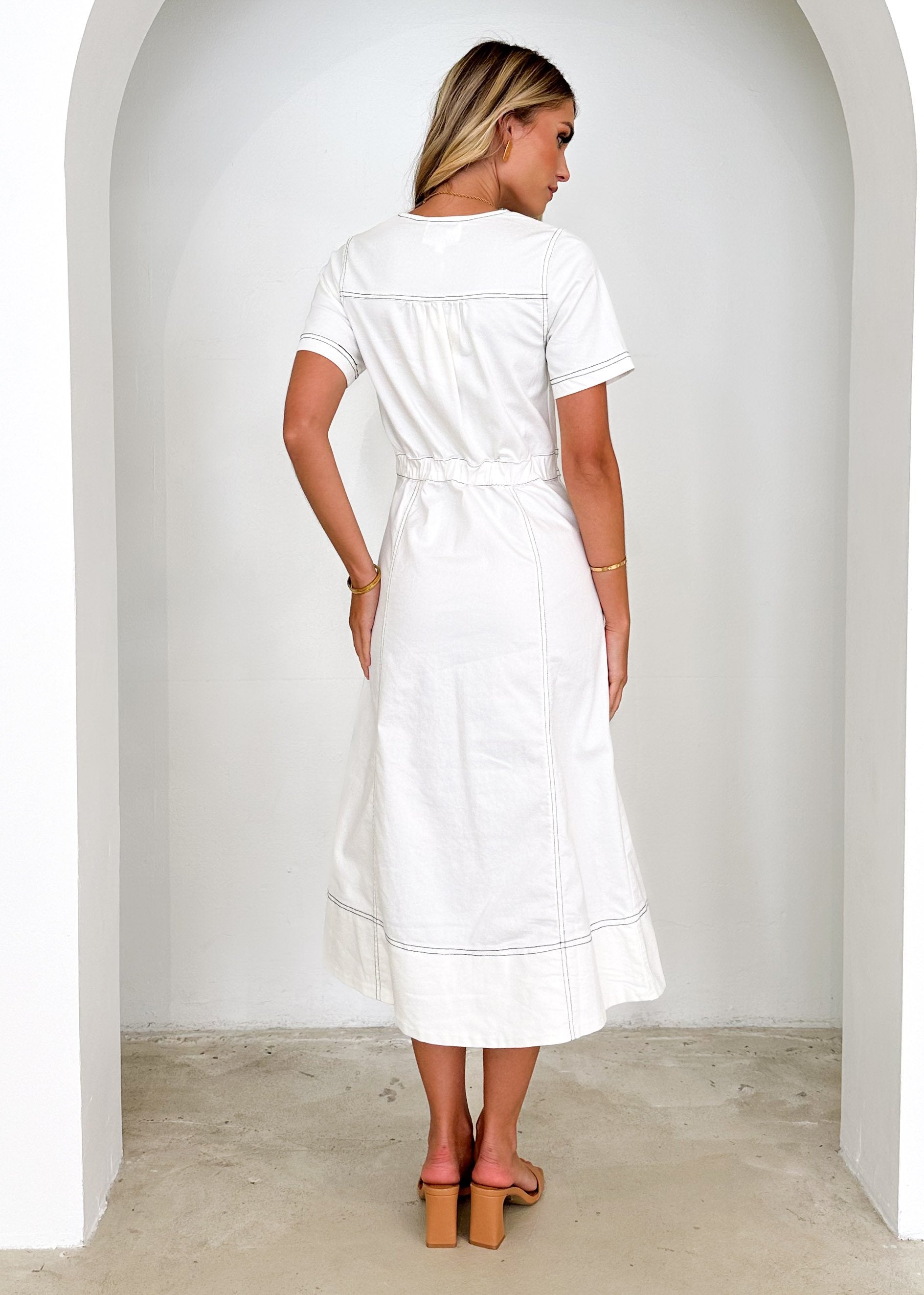 Donna Denim Midi Dress - Off White