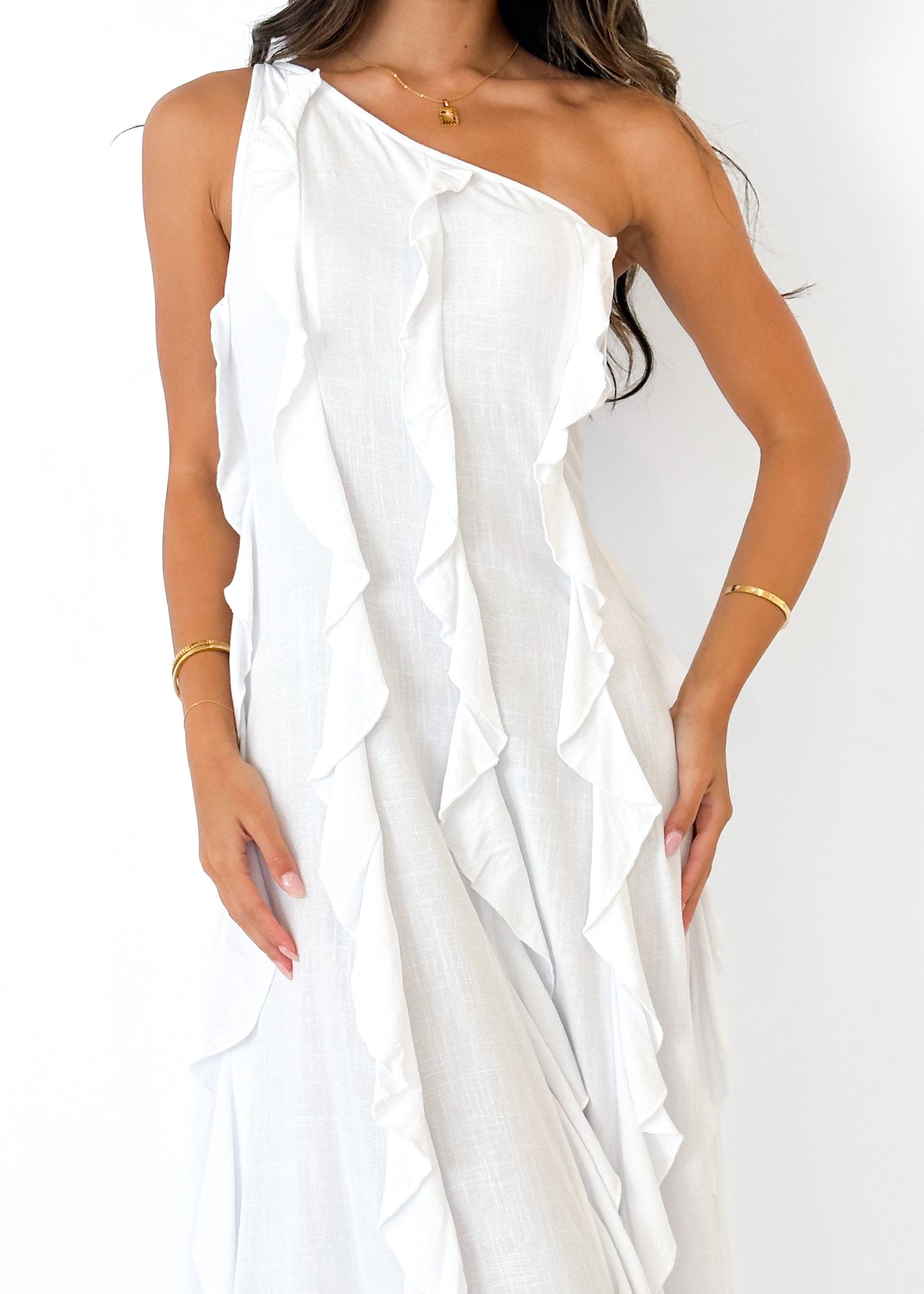 Madro One Shoulder Midi Dress - Off White