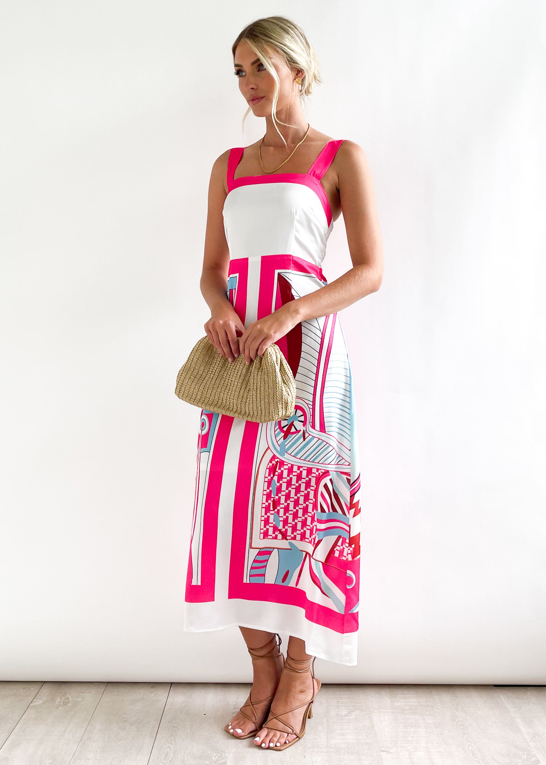 Indiania Midi Dress - Pink Aztec