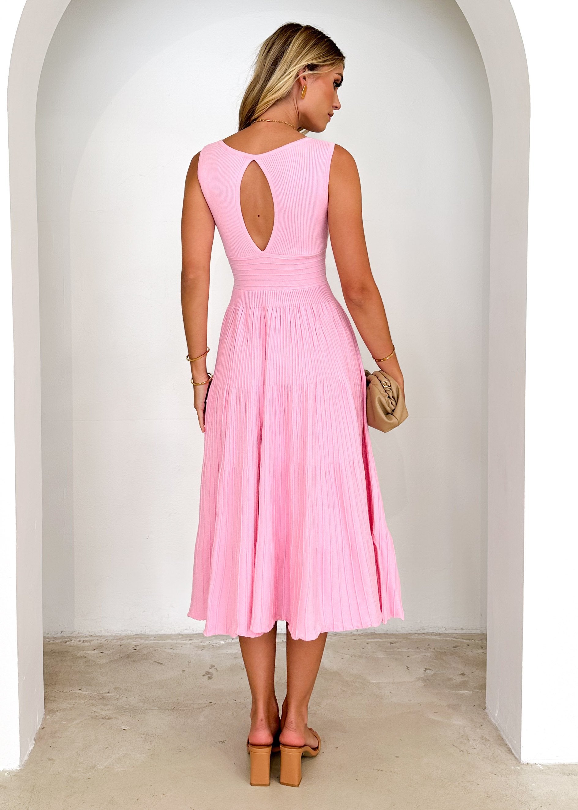 Mella Knit Midi Dress - Candy Pink