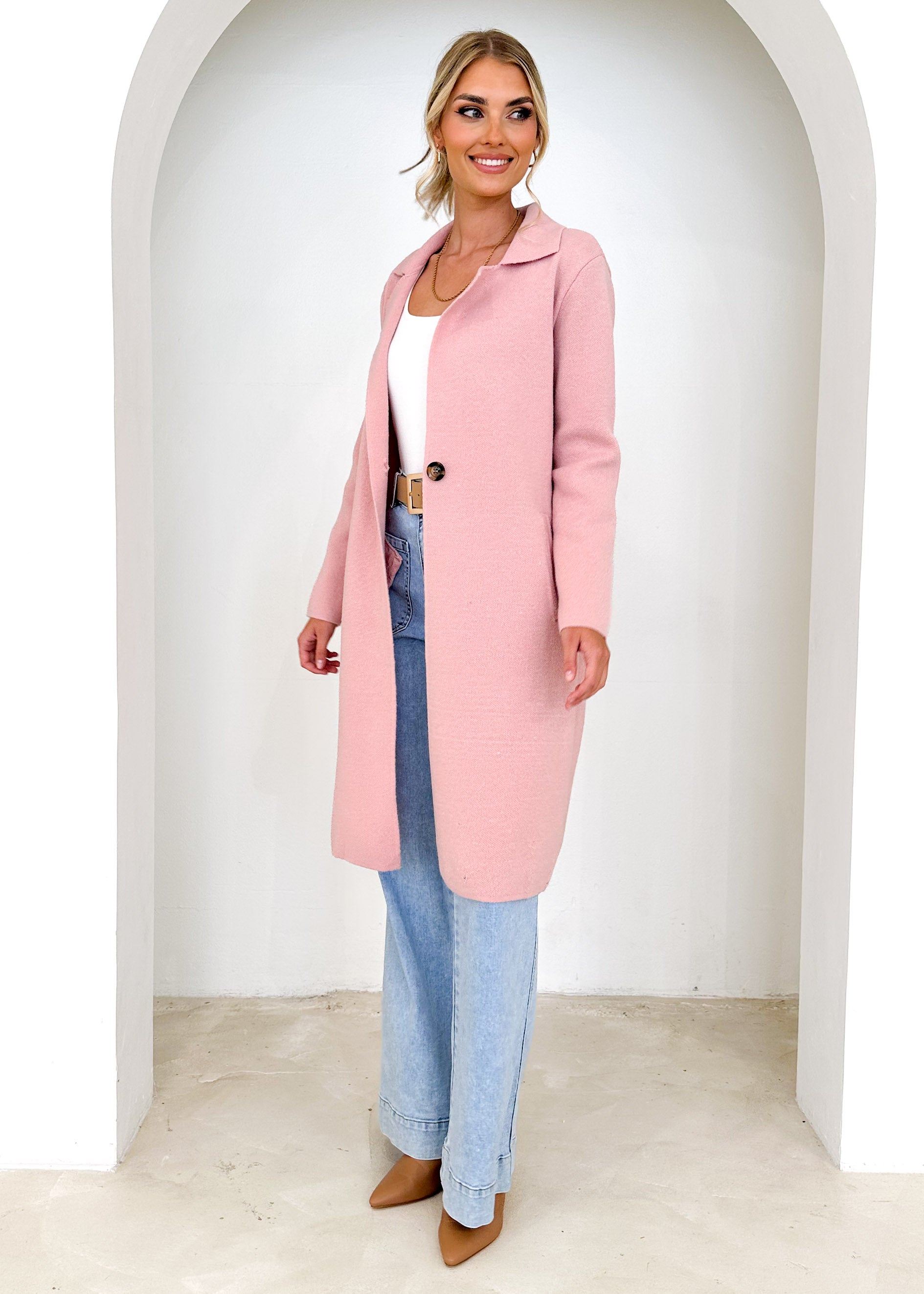 Hailie Knit Coat - Pink
