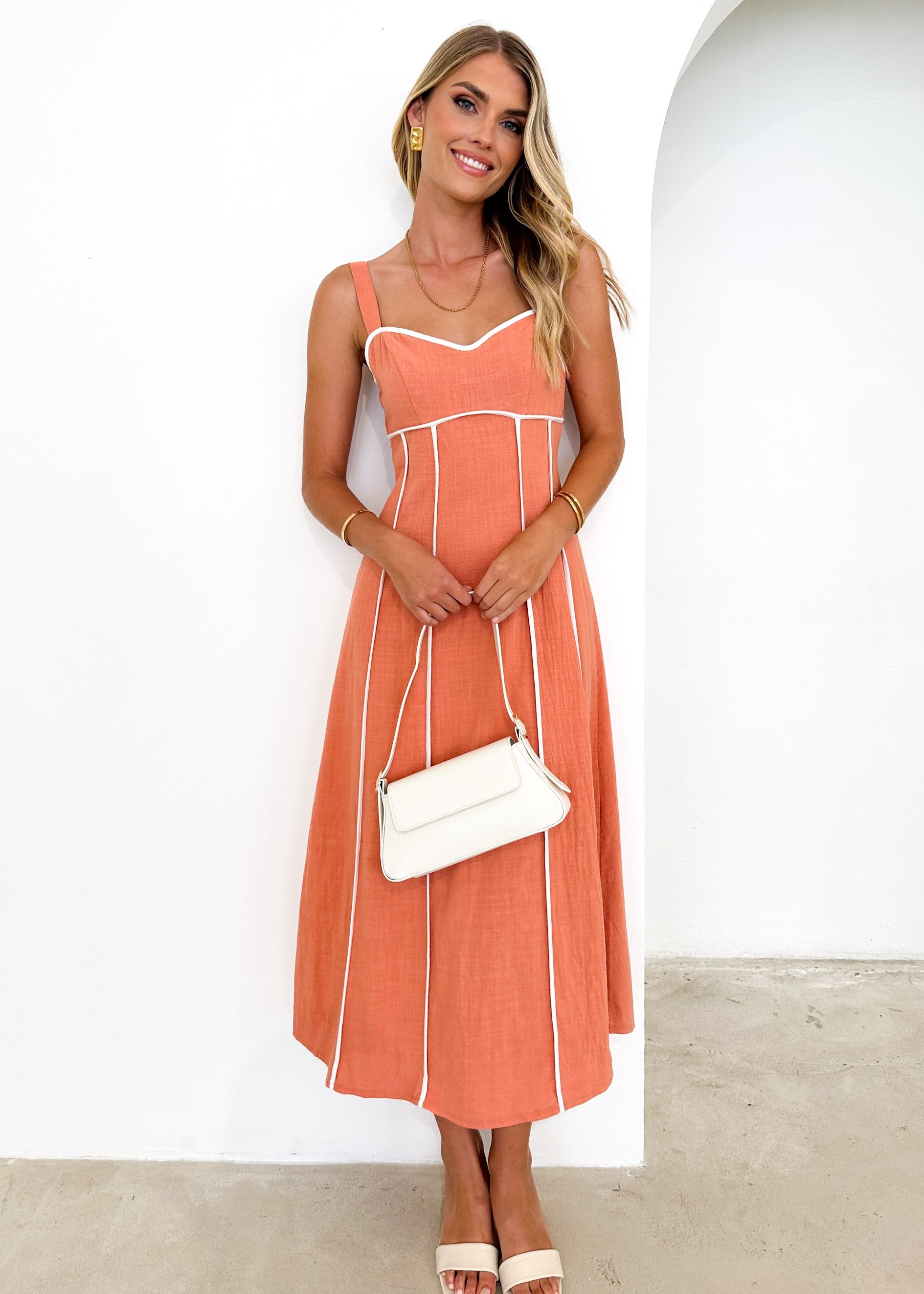 Nicolla Midi Dress - Terracotta