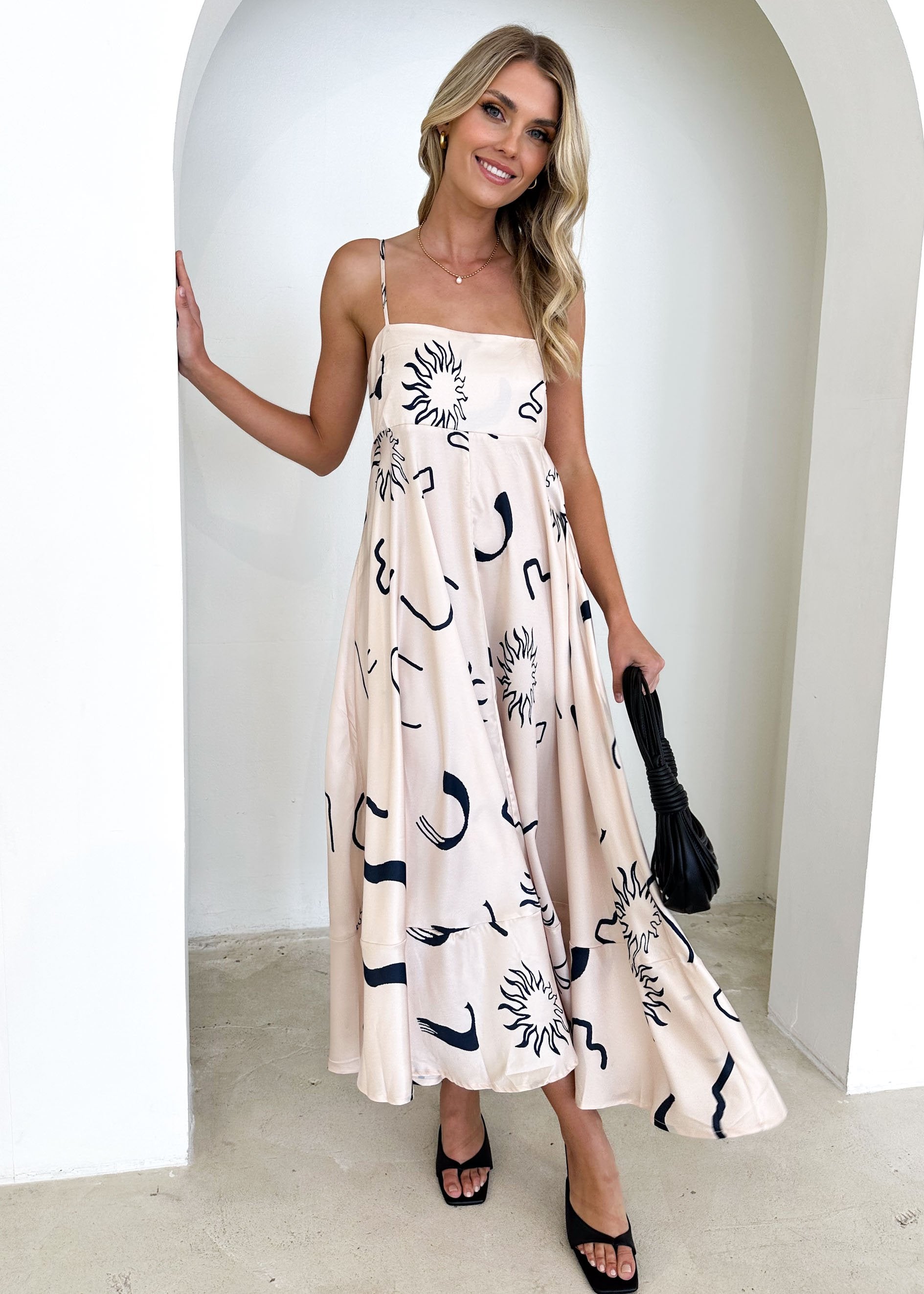 Elide Maxi Dress - Champagne Abstract
