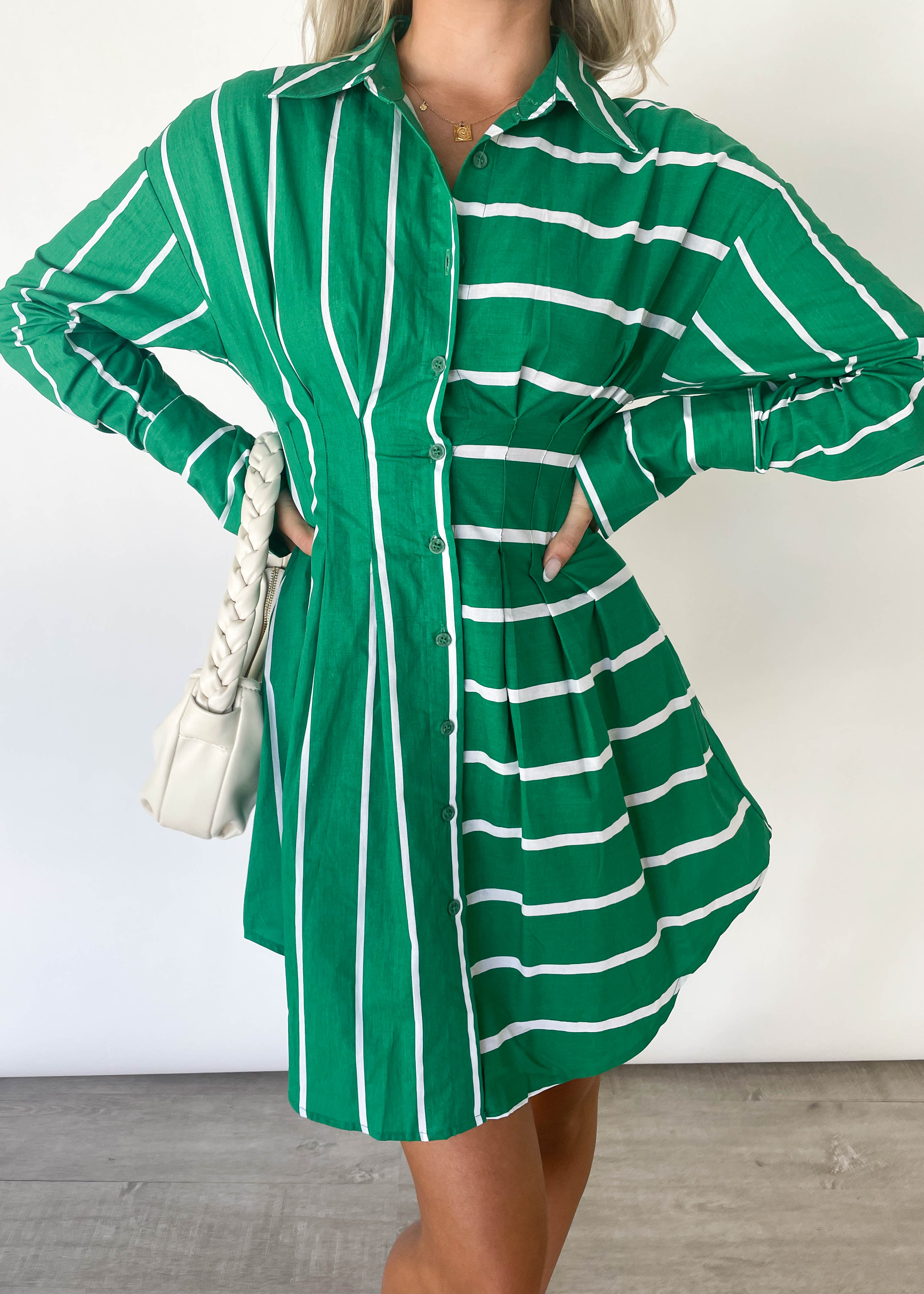 Matilda Dress - Green Stripe