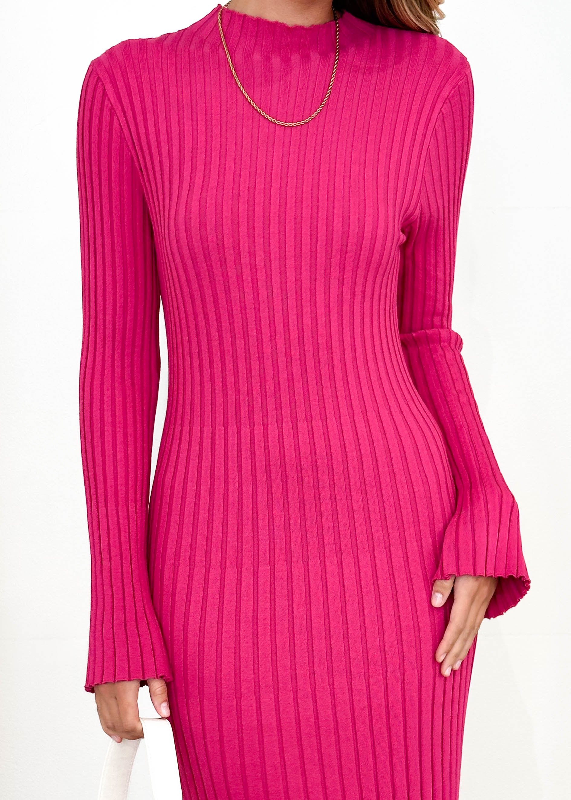 Wintra Knit Midi Dress - Hot Pink