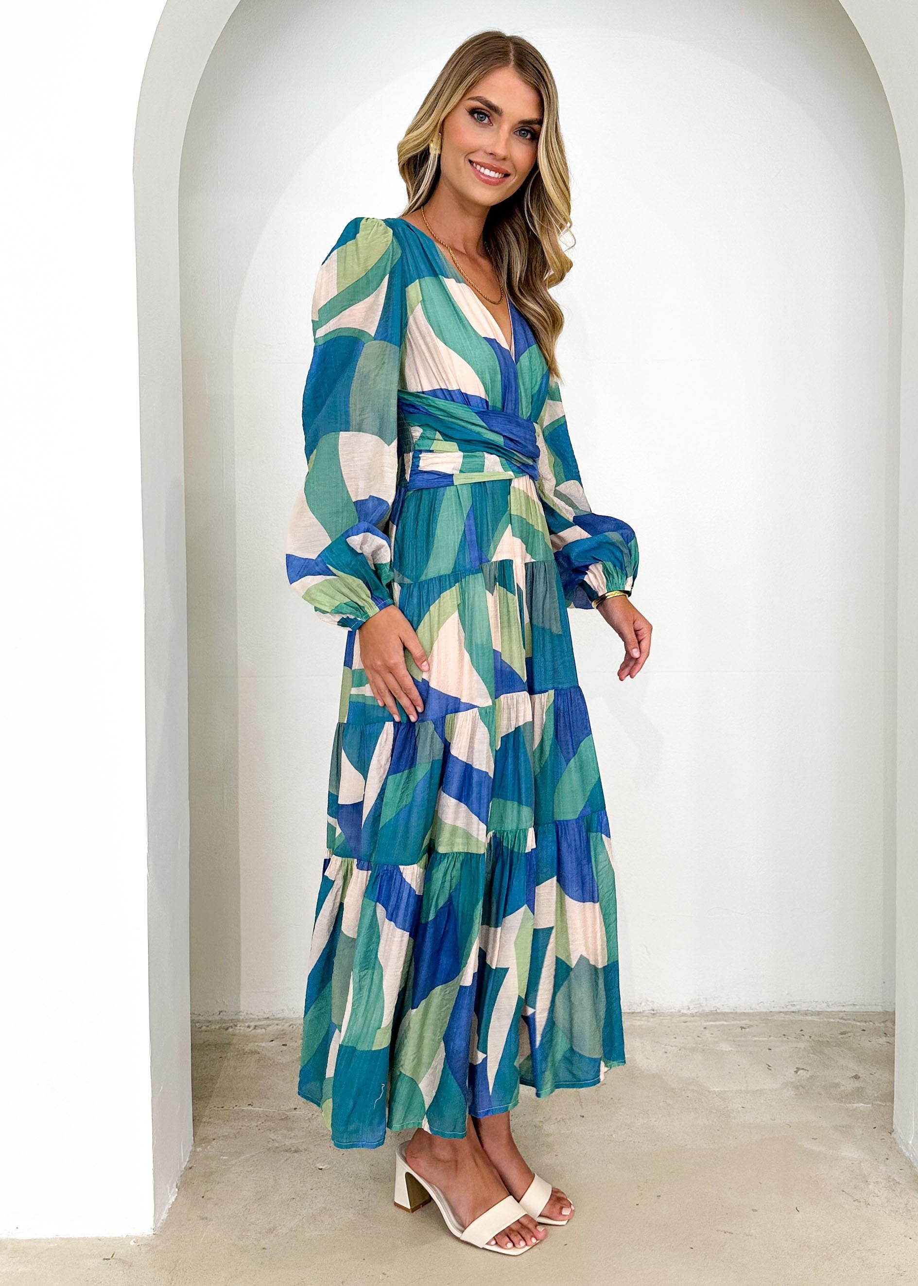 Amanda Maxi Dress - Blue Abstract