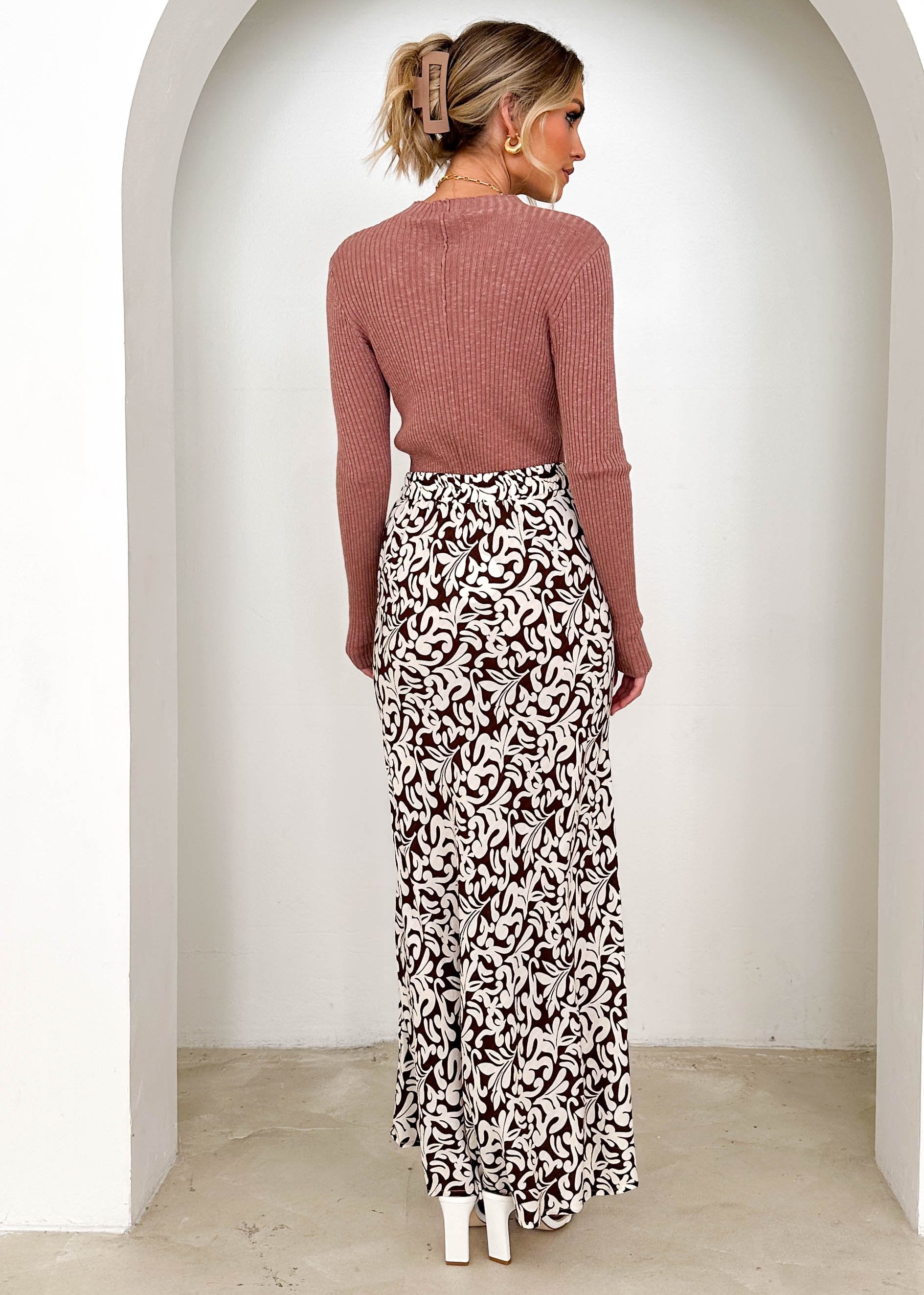 Soph Maxi Skirt - Chocolate Abstract