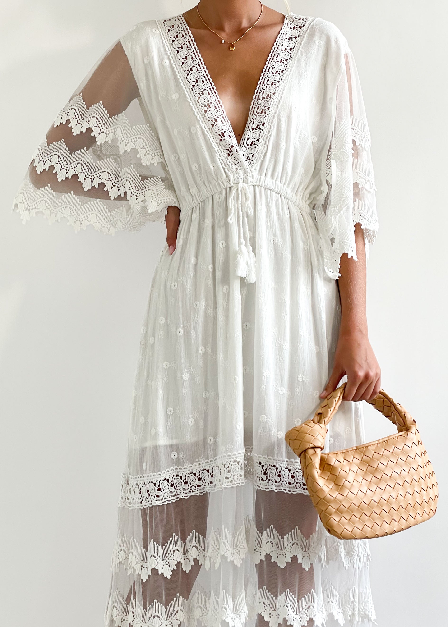 Panama City Lace Maxi Dress - White
