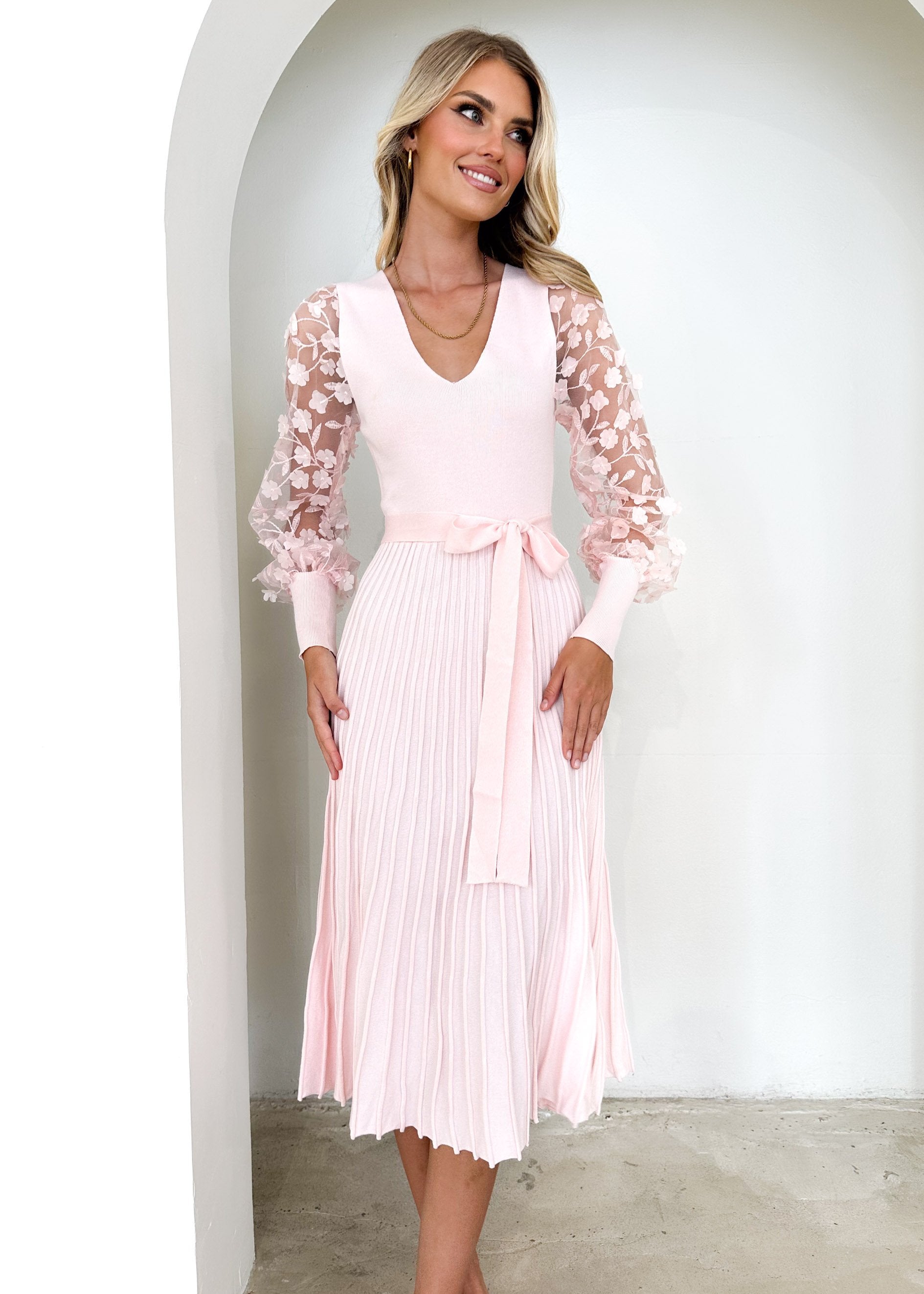 Prisley Knit Midi Dress - Blush