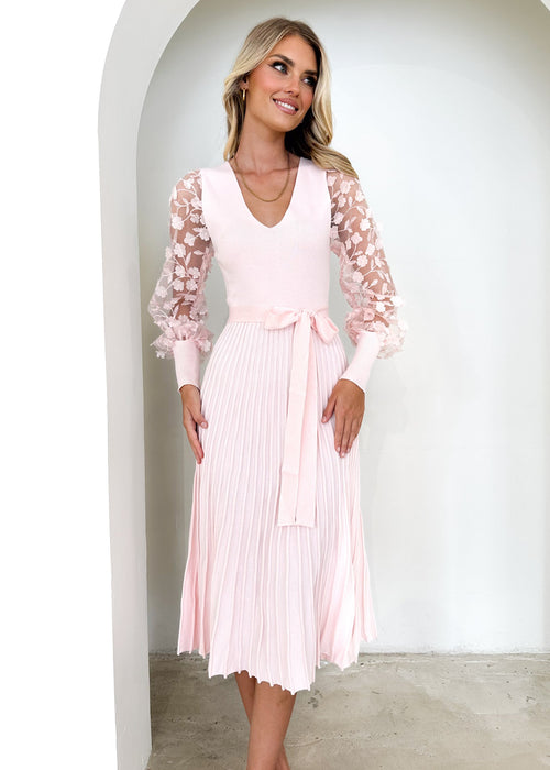 Blush pink dress hotsell with black shoes