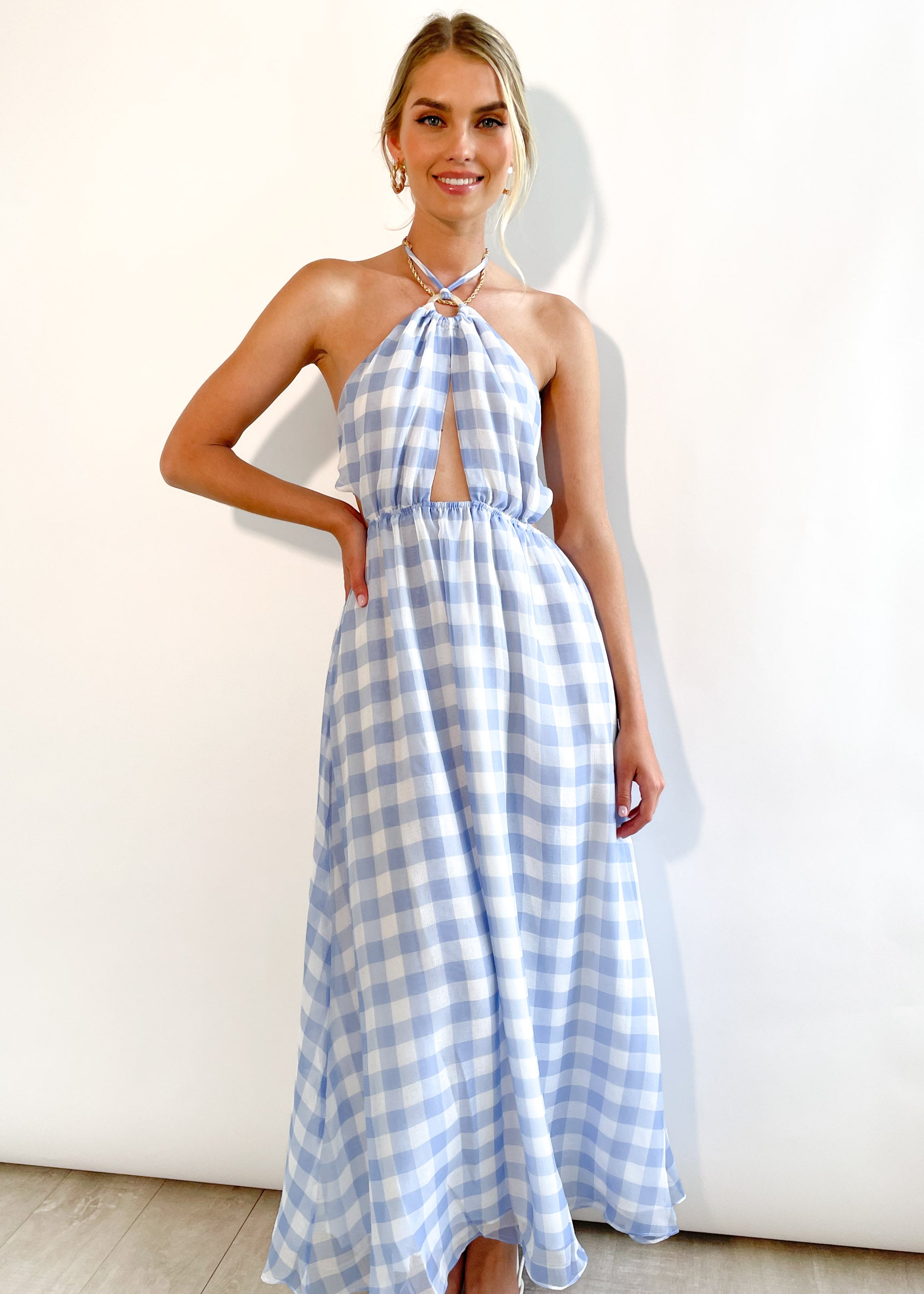 Jakari Maxi Dress - Blue Check