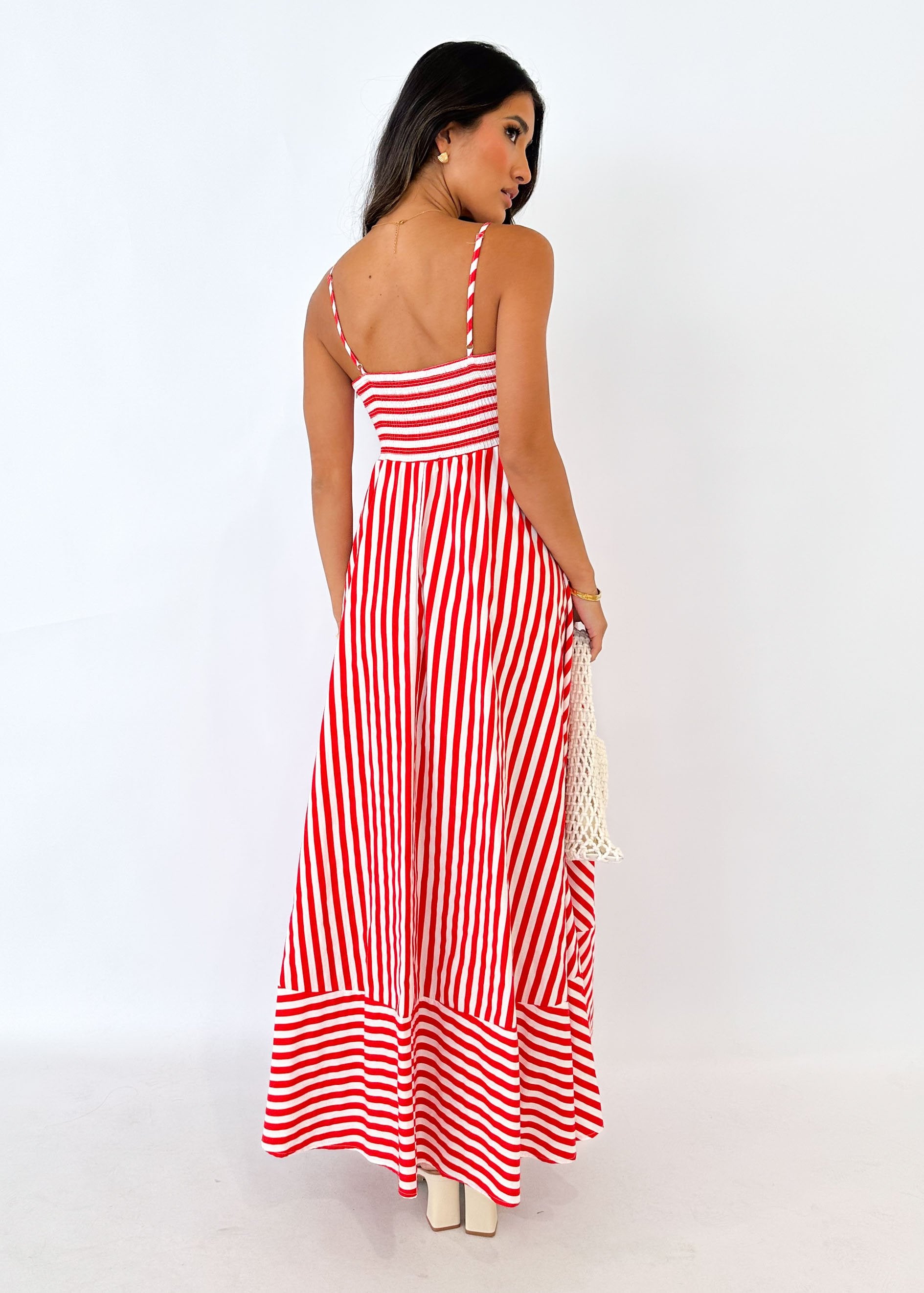Elide Maxi Dress - Red Stripe