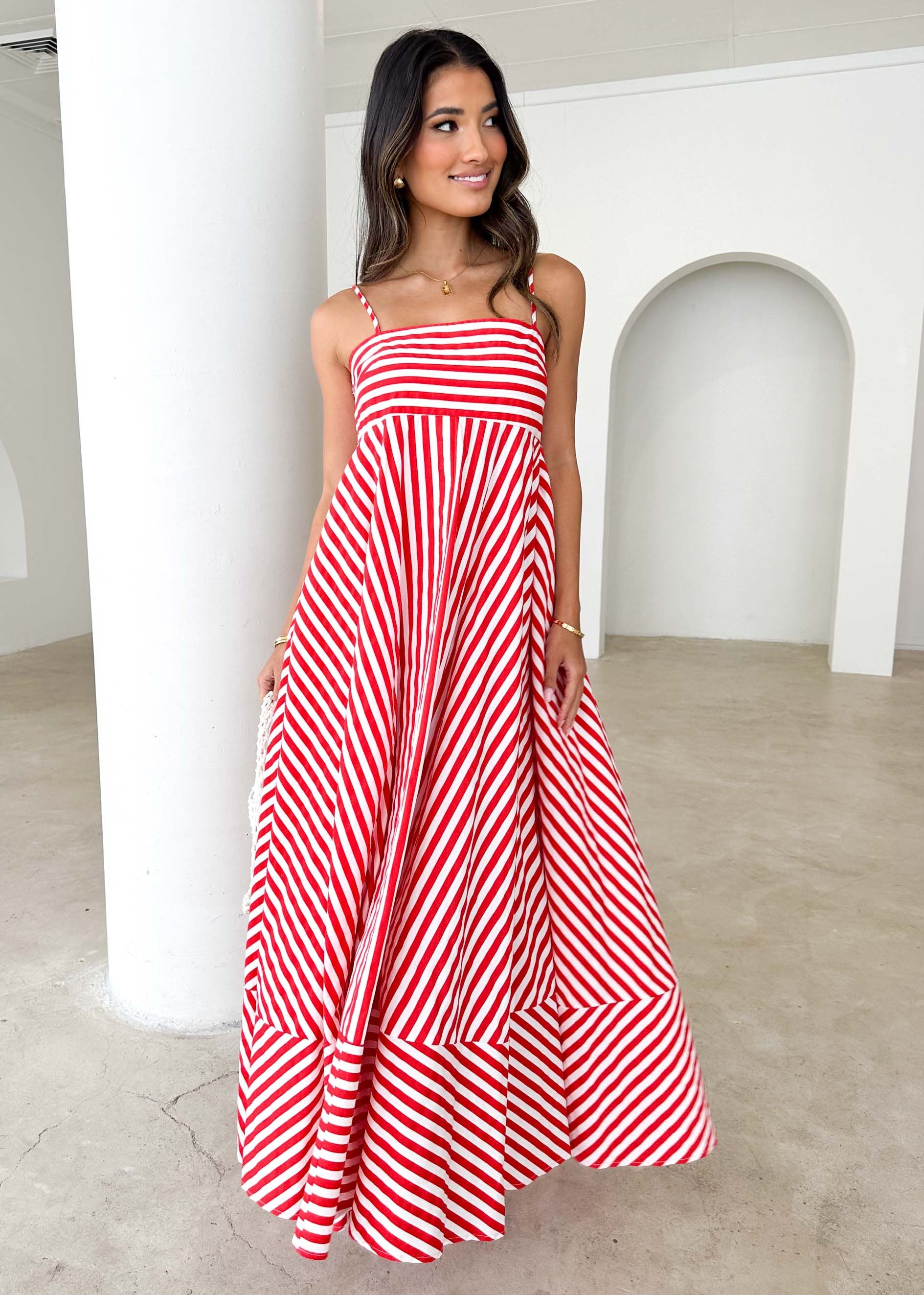 Elide Maxi Dress - Red Stripe