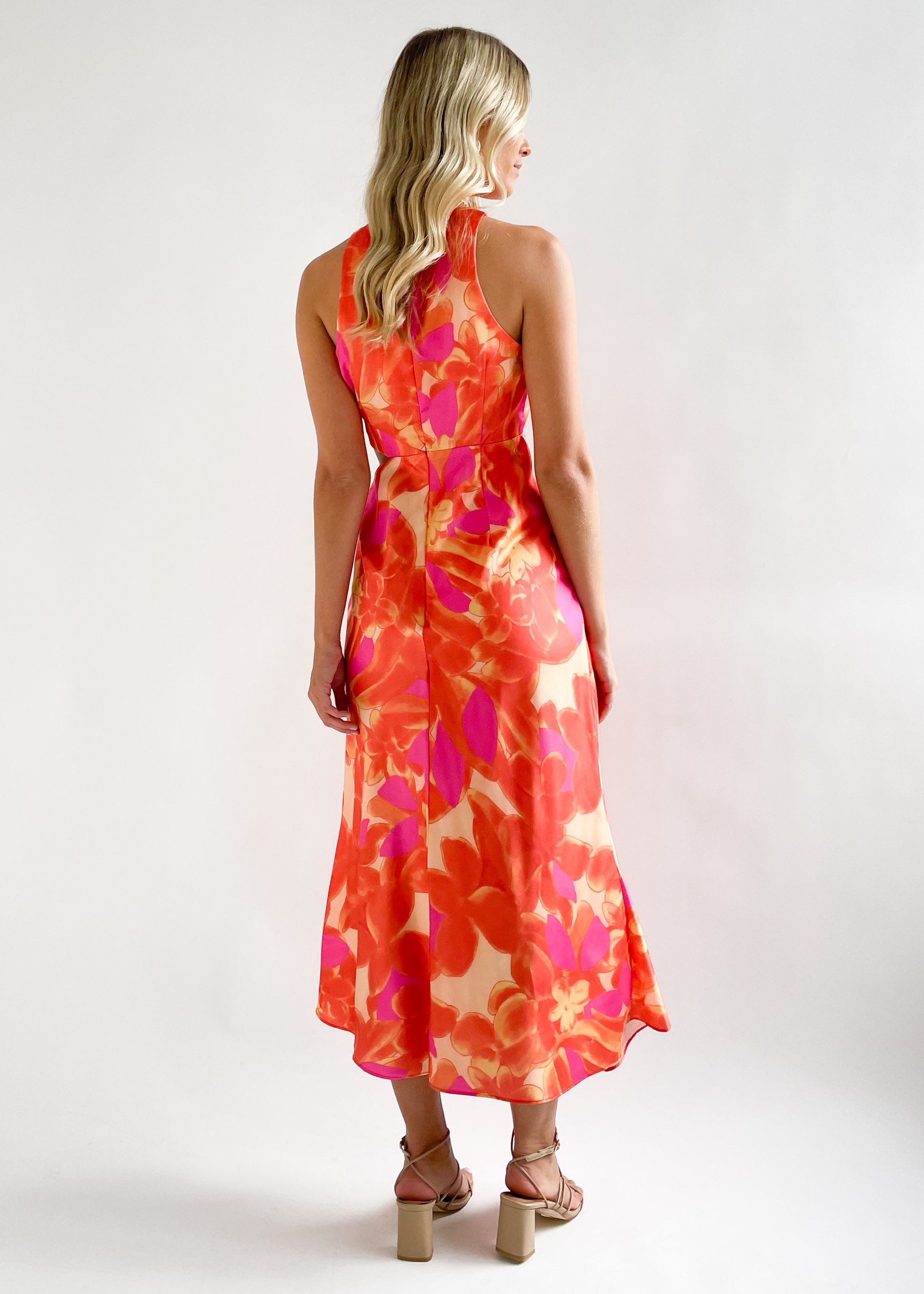 Kayce Midi Dress - Tangerine Floral