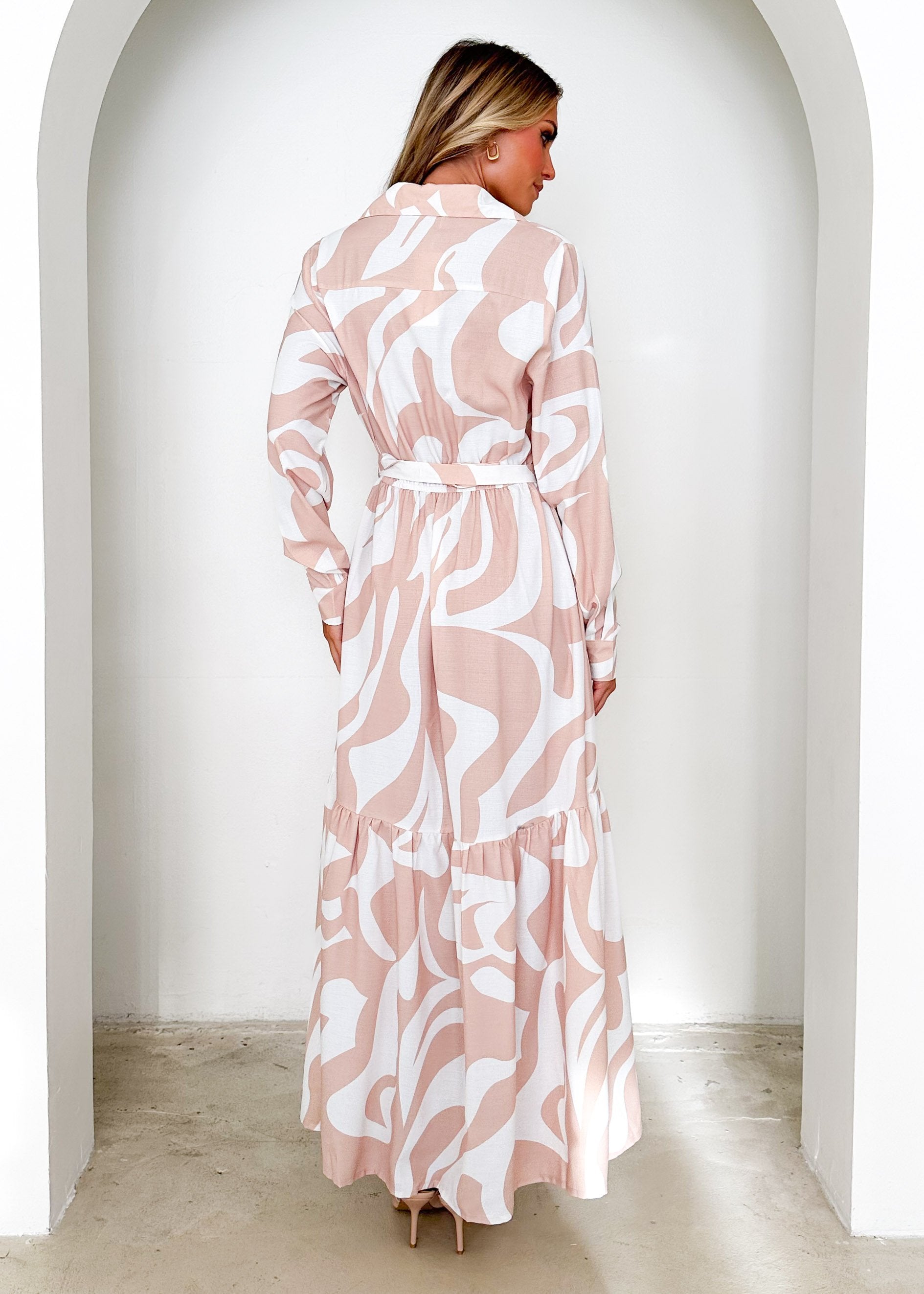 Essie Maxi Dress - Beige Abstract