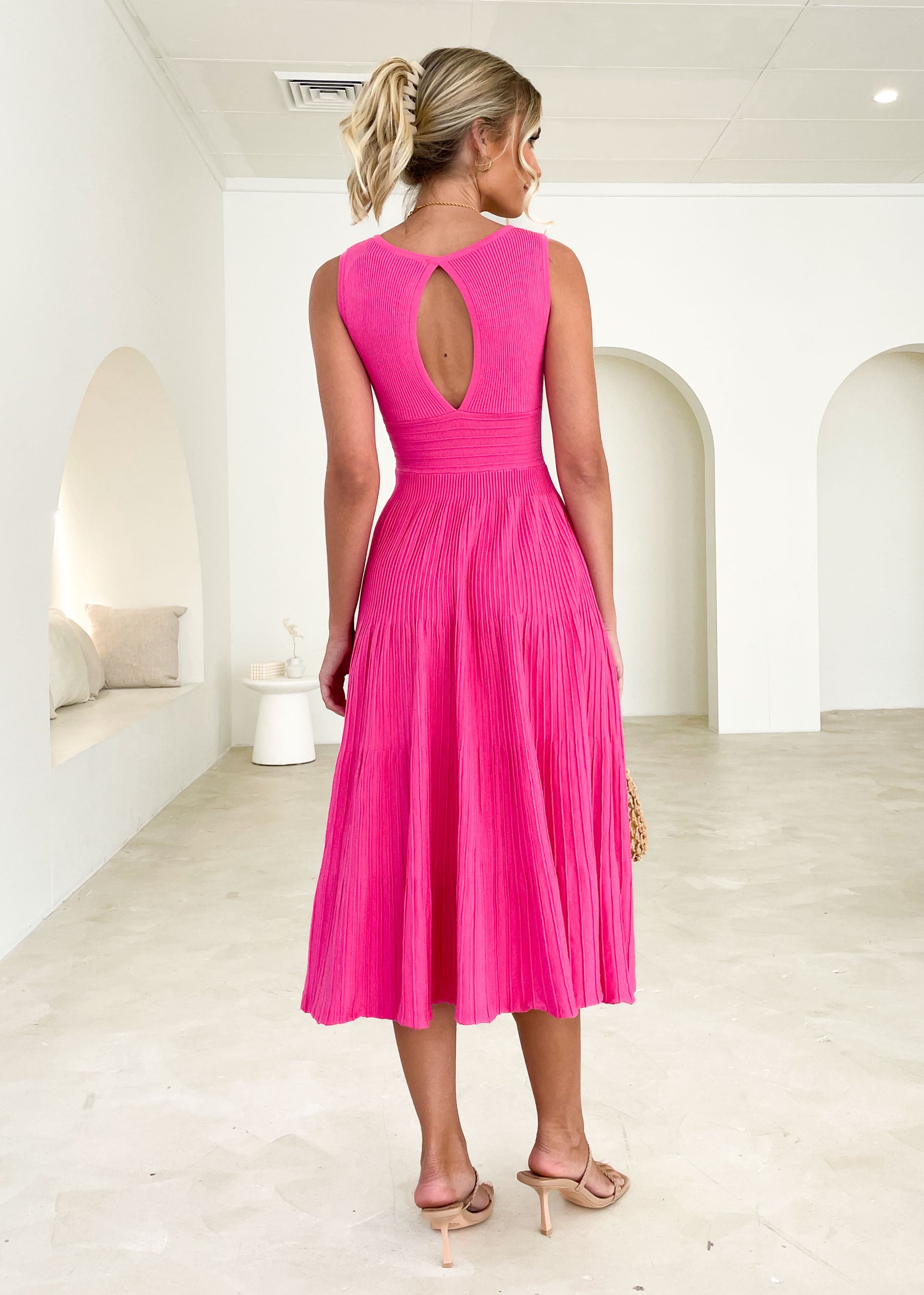 Xarli Midi Dress - Hot Pink