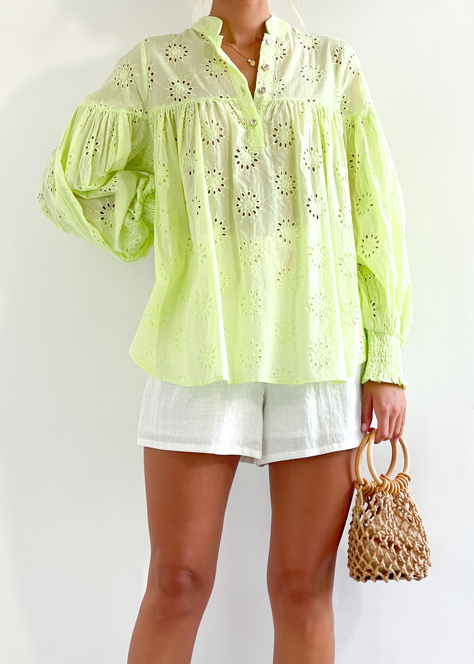 Donella Blouse - Lime Anglaise