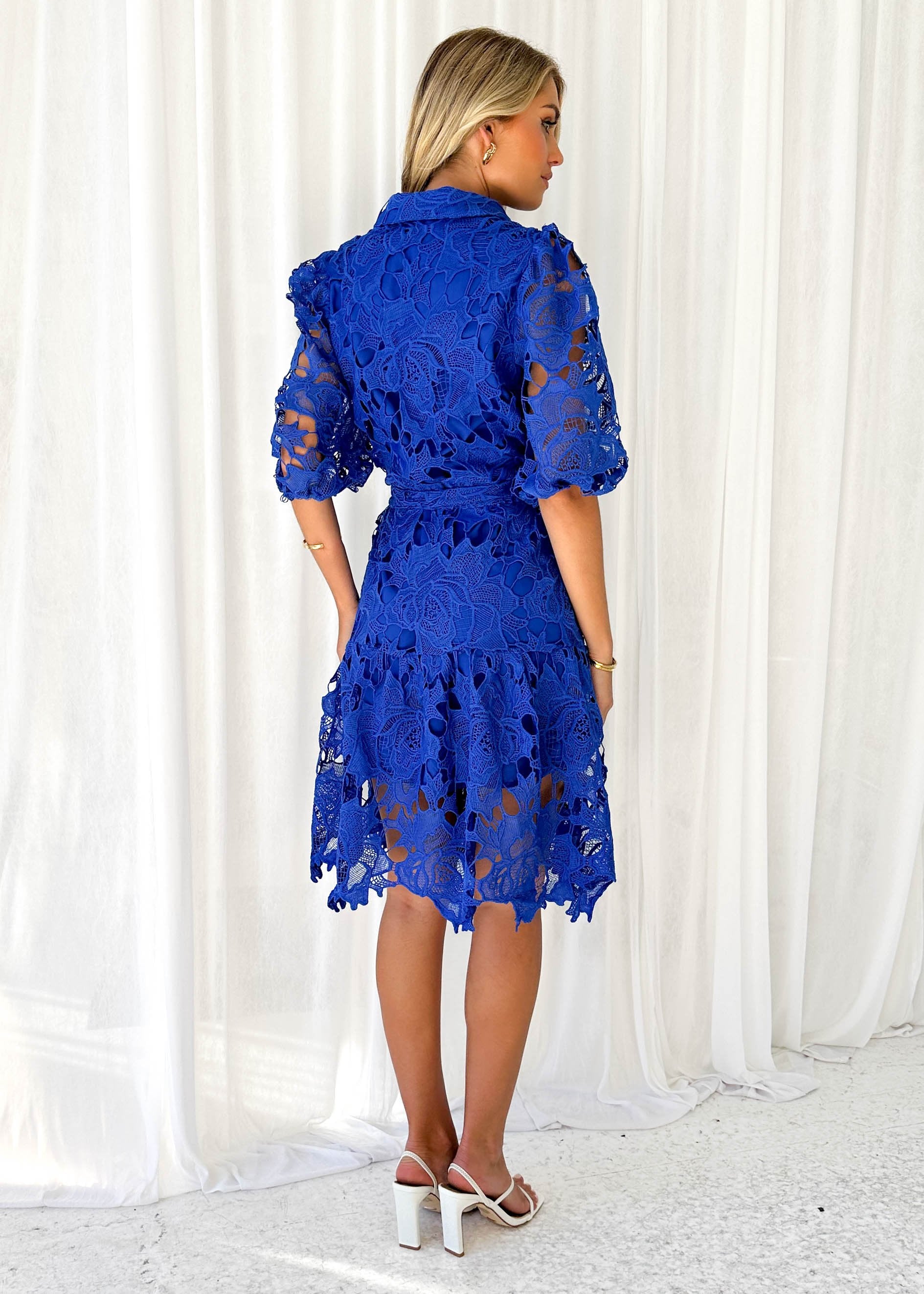 Doller Lace Dress - Cobalt