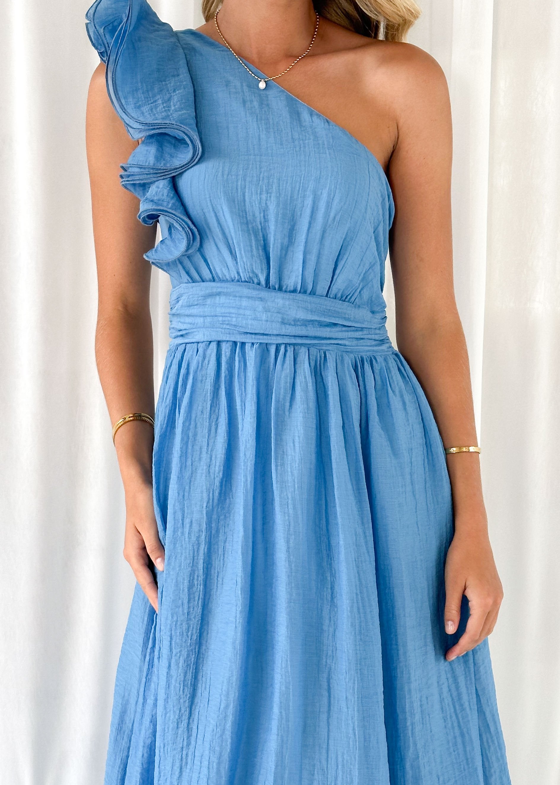 Iksie One Shoulder Maxi Dress - Blue