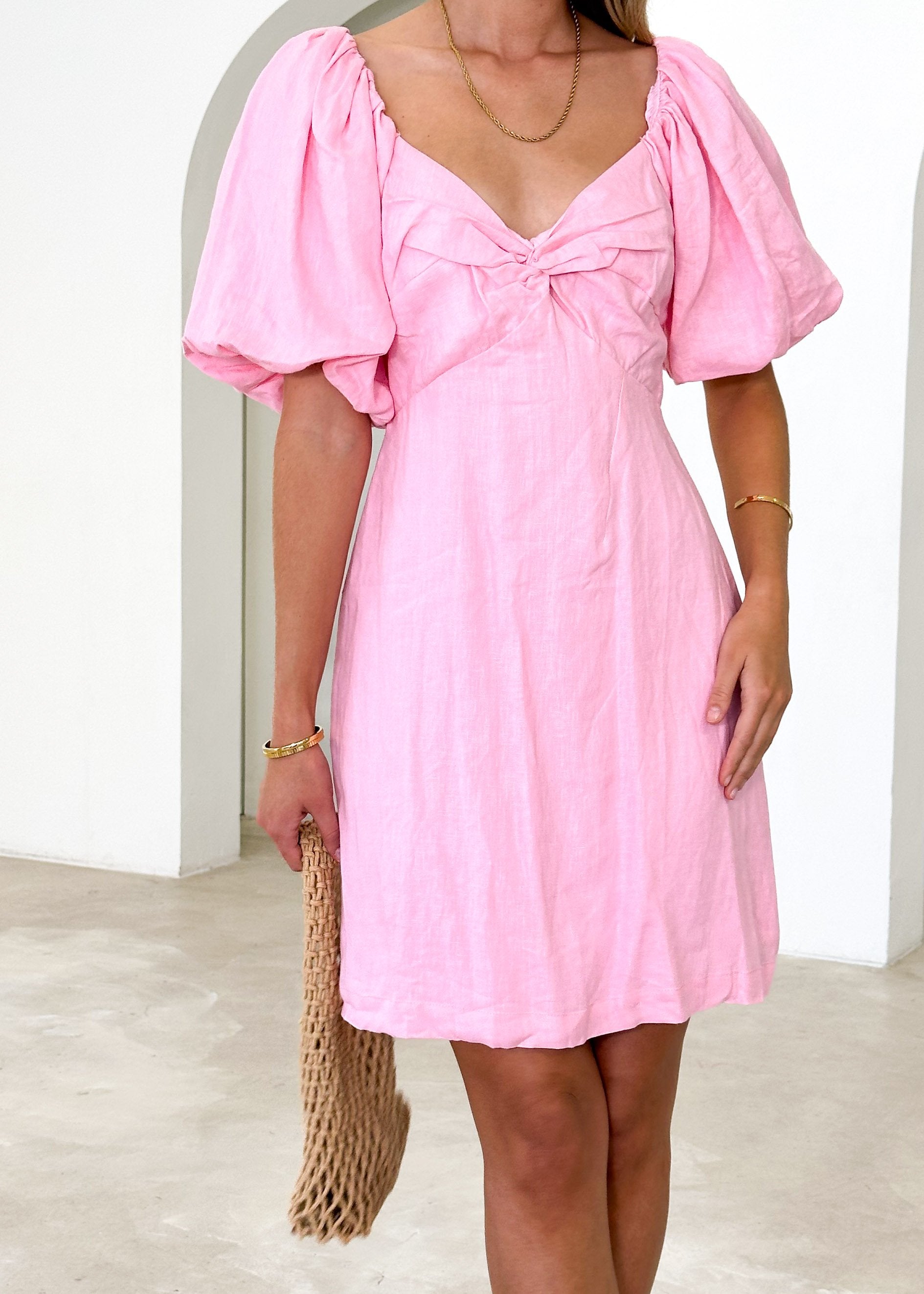 Argy Linen Dress - Pink