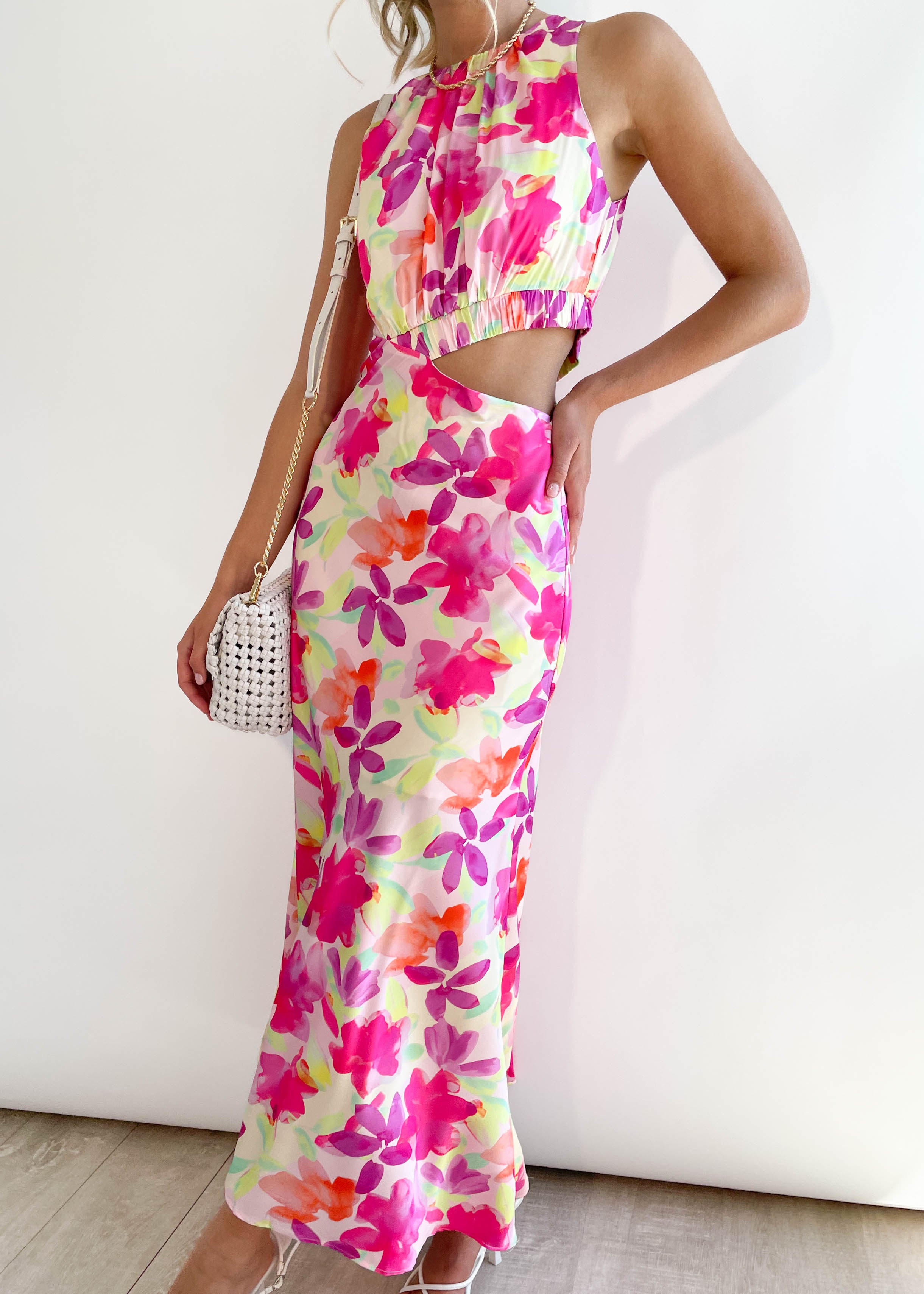 Ryley Midi Dress - Pink Flowers