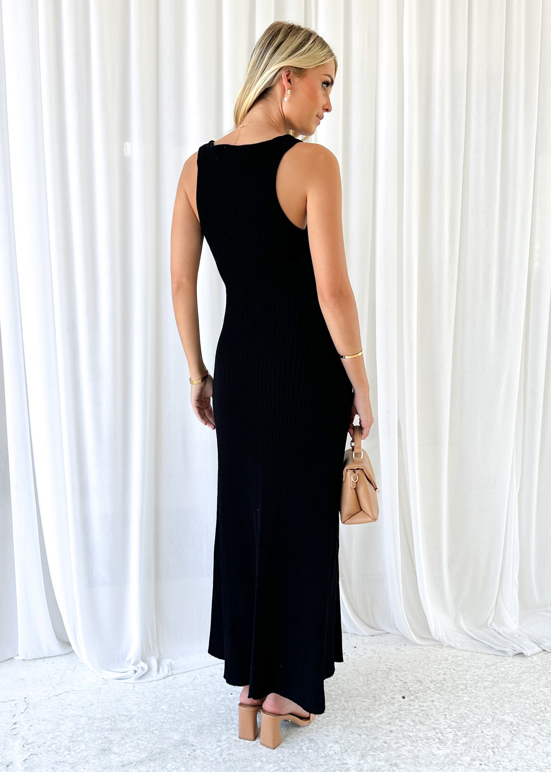 Josie Knit Maxi Dress - Black