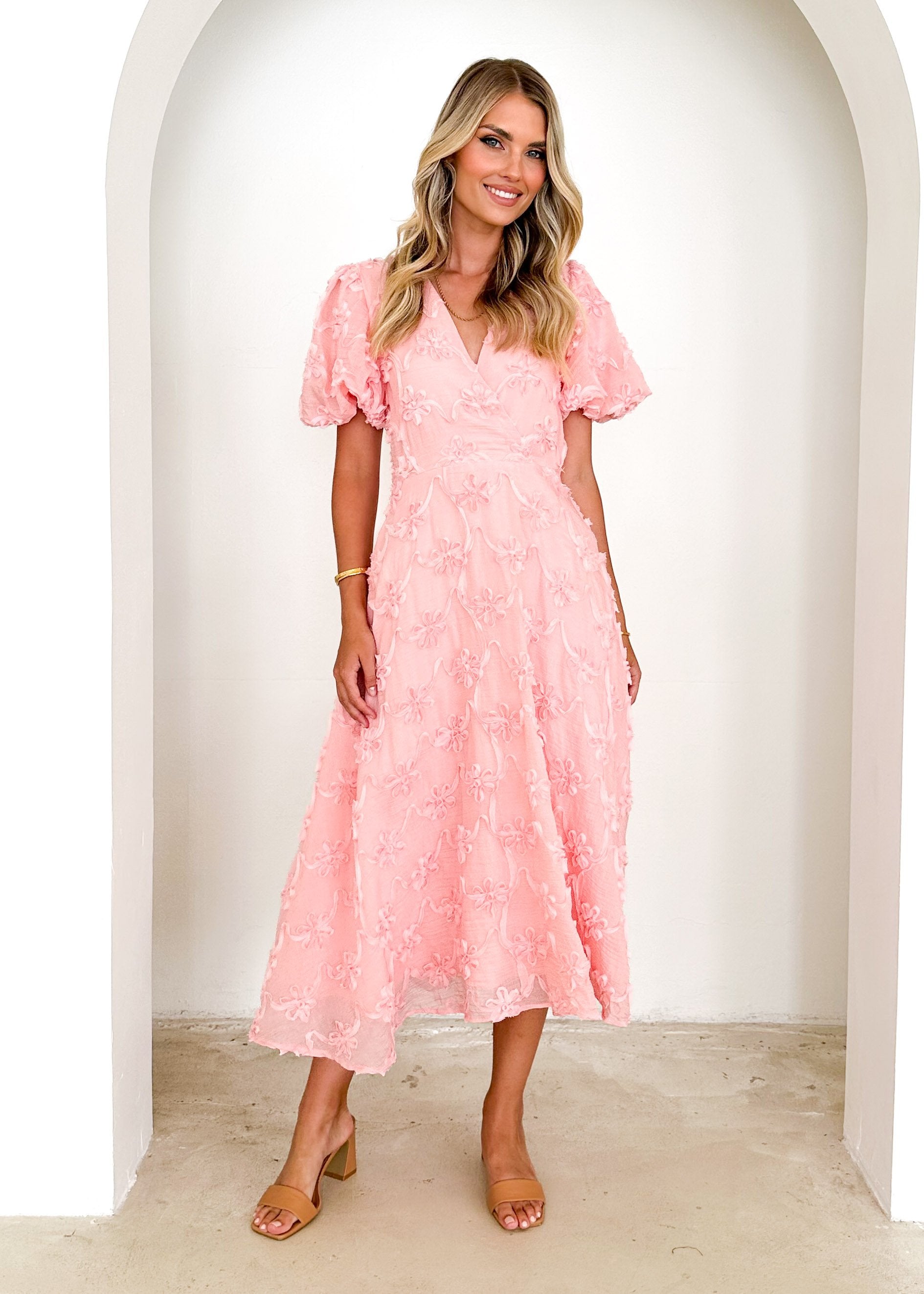 Marie Midi Dress - Pink