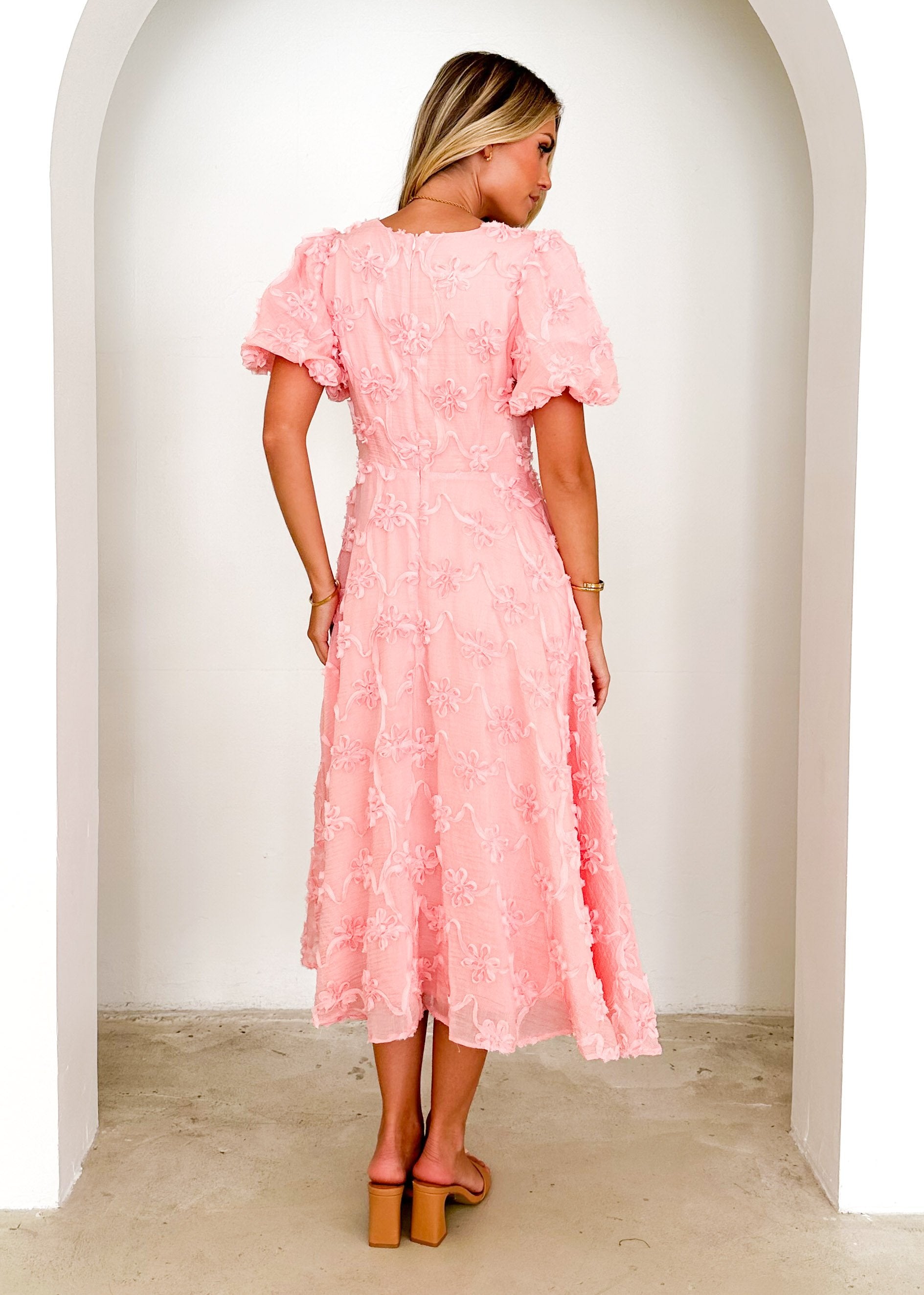 Marie Midi Dress - Pink